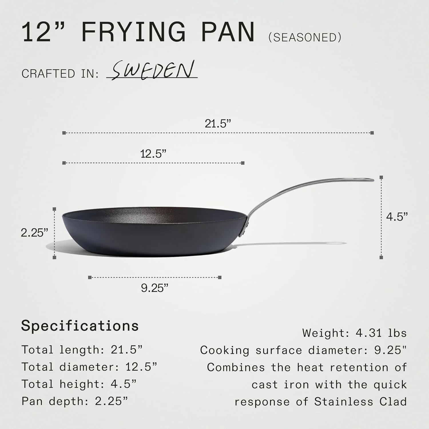 Made In Cookware - Seasoned 12" Blue Carbon Steel Frying Pan - (Like Cast Iron, but Better) - Professional Cookware - Crafted in Sweden - Induction Compatible - Image 2