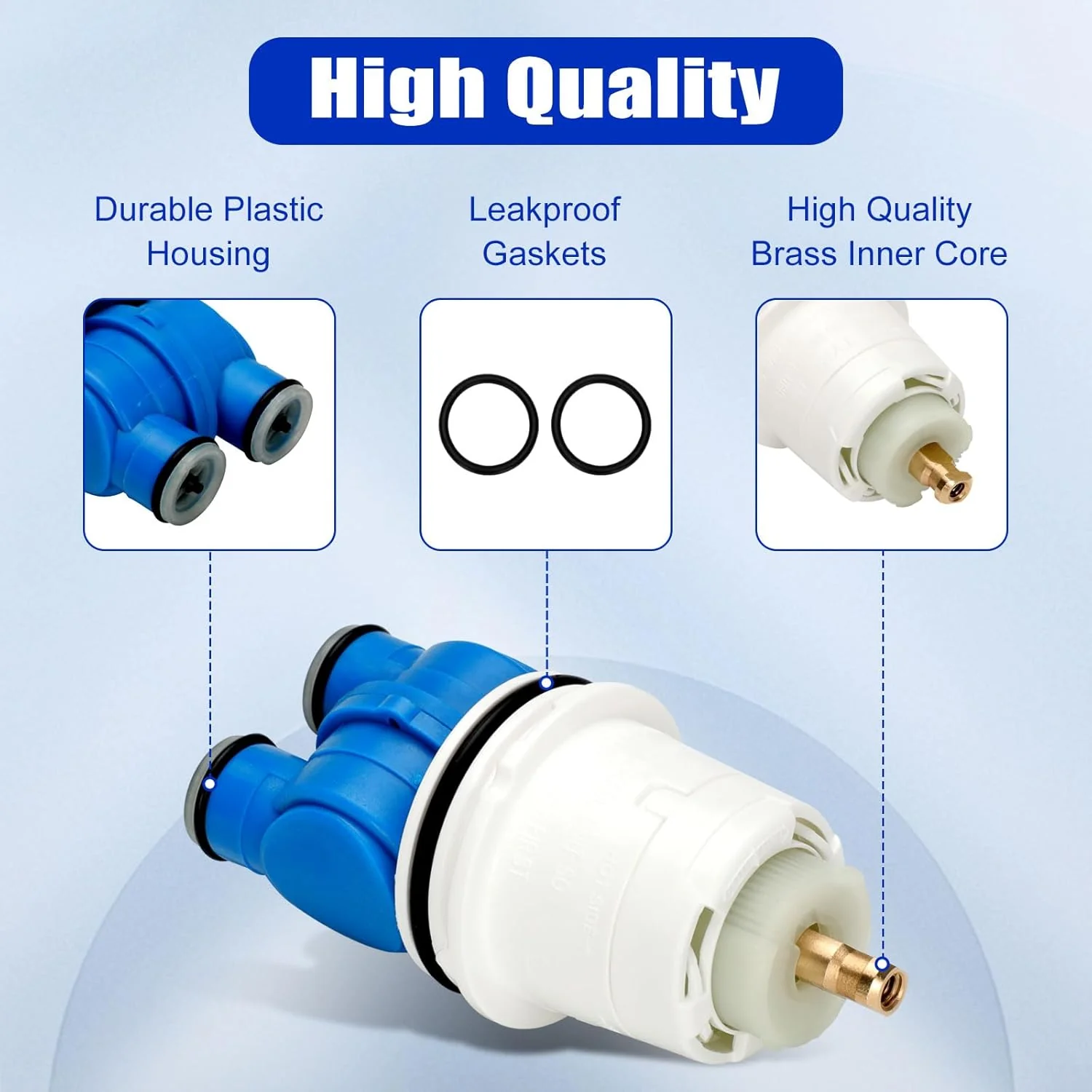 RP19804 Shower Cartridge Assembly,Shower Valve Cartridge Replacement for 1300/1400 Series Tub and Shower, Pressure Balance Cartridge Compatible with Single-Handle Monitor Shower (1993~2007),2PCS - Image 5