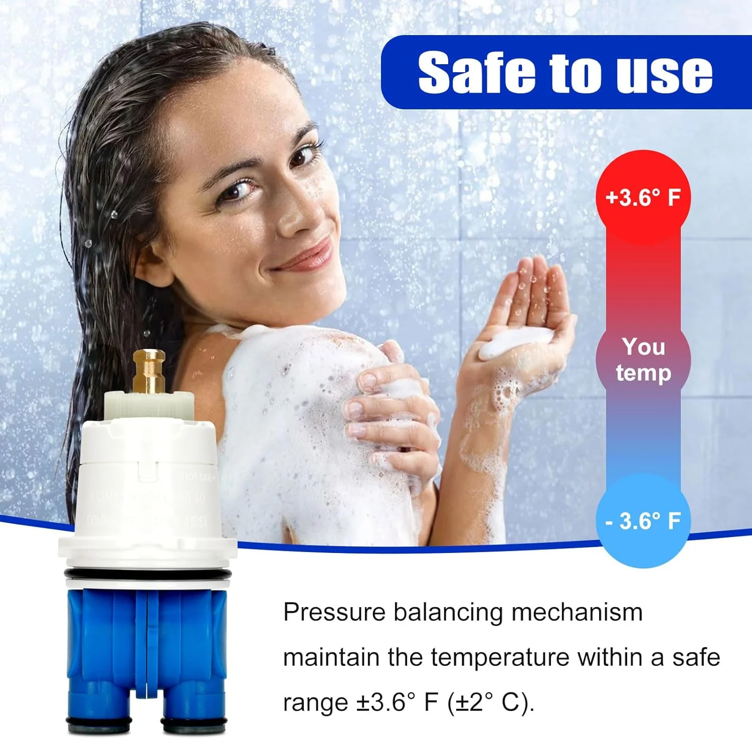 RP19804 Shower Cartridge Assembly,Shower Valve Cartridge Replacement for 1300/1400 Series Tub and Shower, Pressure Balance Cartridge Compatible with Single-Handle Monitor Shower (1993~2007),2PCS - Image 6