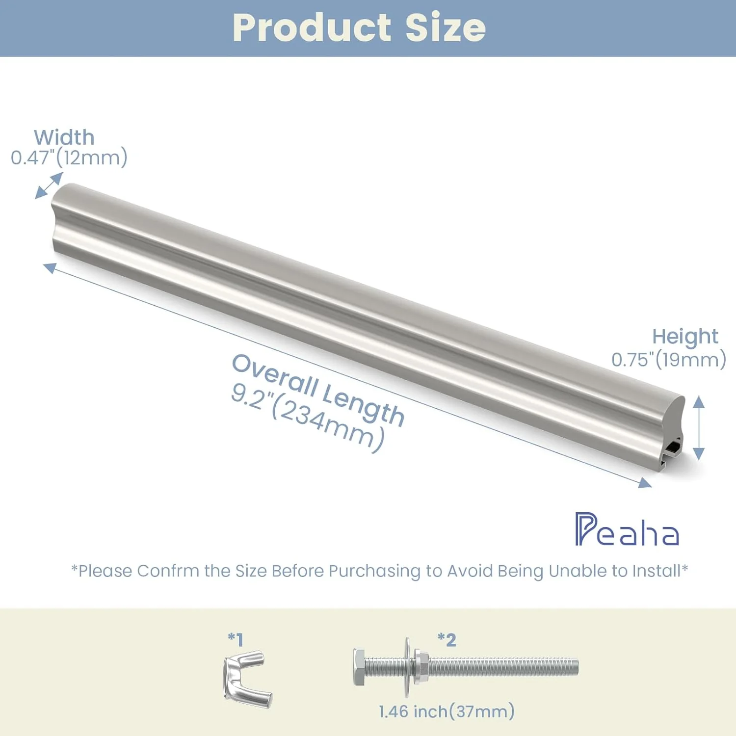 Peaha 10 Pack Adjustable Cabinet Drawer Pulls Overall Length 224mm(8-13/16inch) Silver Drawer Handles Dresser Hardware for Cupboard - Image 2