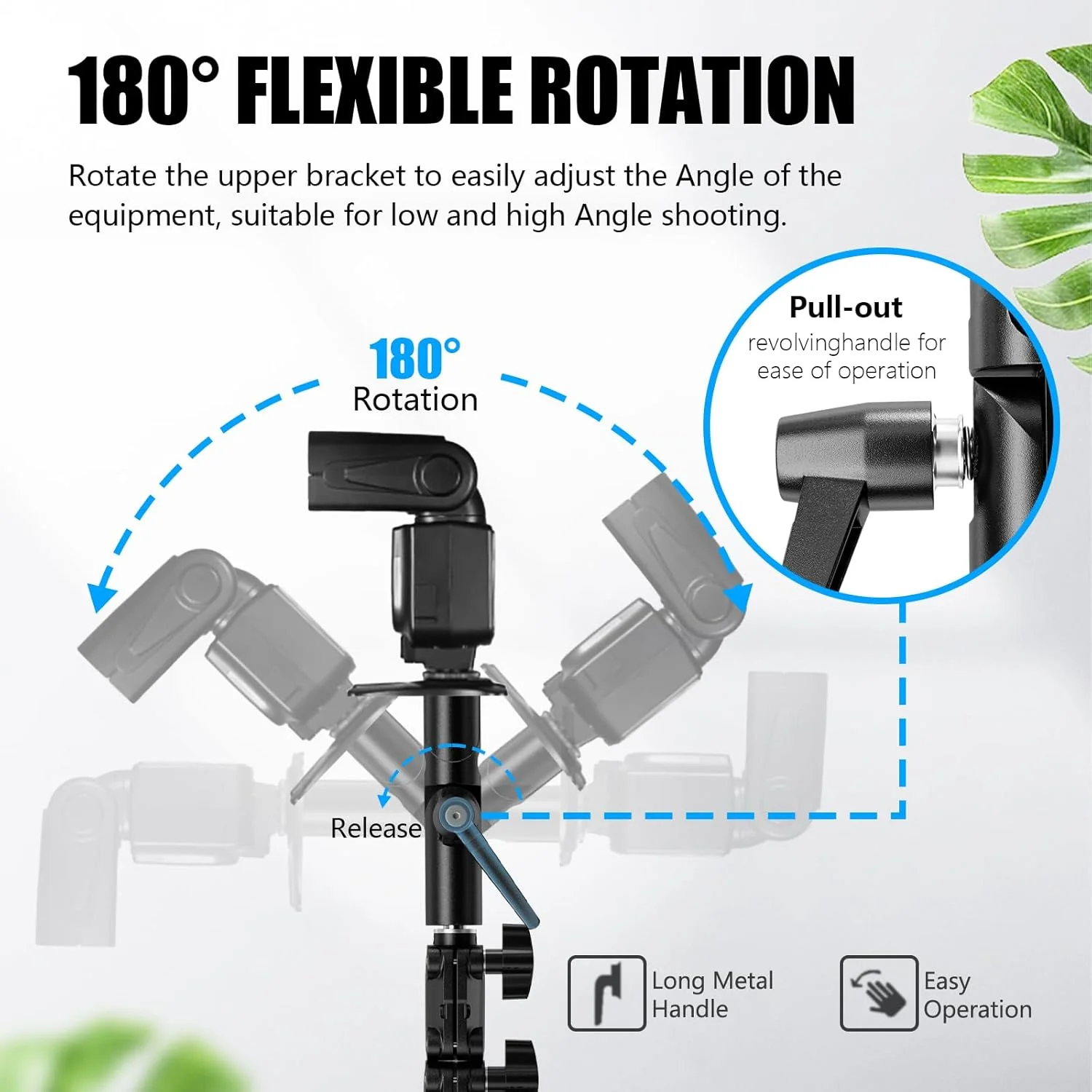 EMART Camera Flash Bracket H Type Mount with Umbrella Softbox Holder, 180° Swivel Adjustable Metal Light Stand Adapter with 1/4" to 3/8" Screw for Speedlite LED Tripod (2 Pack) - Image 4