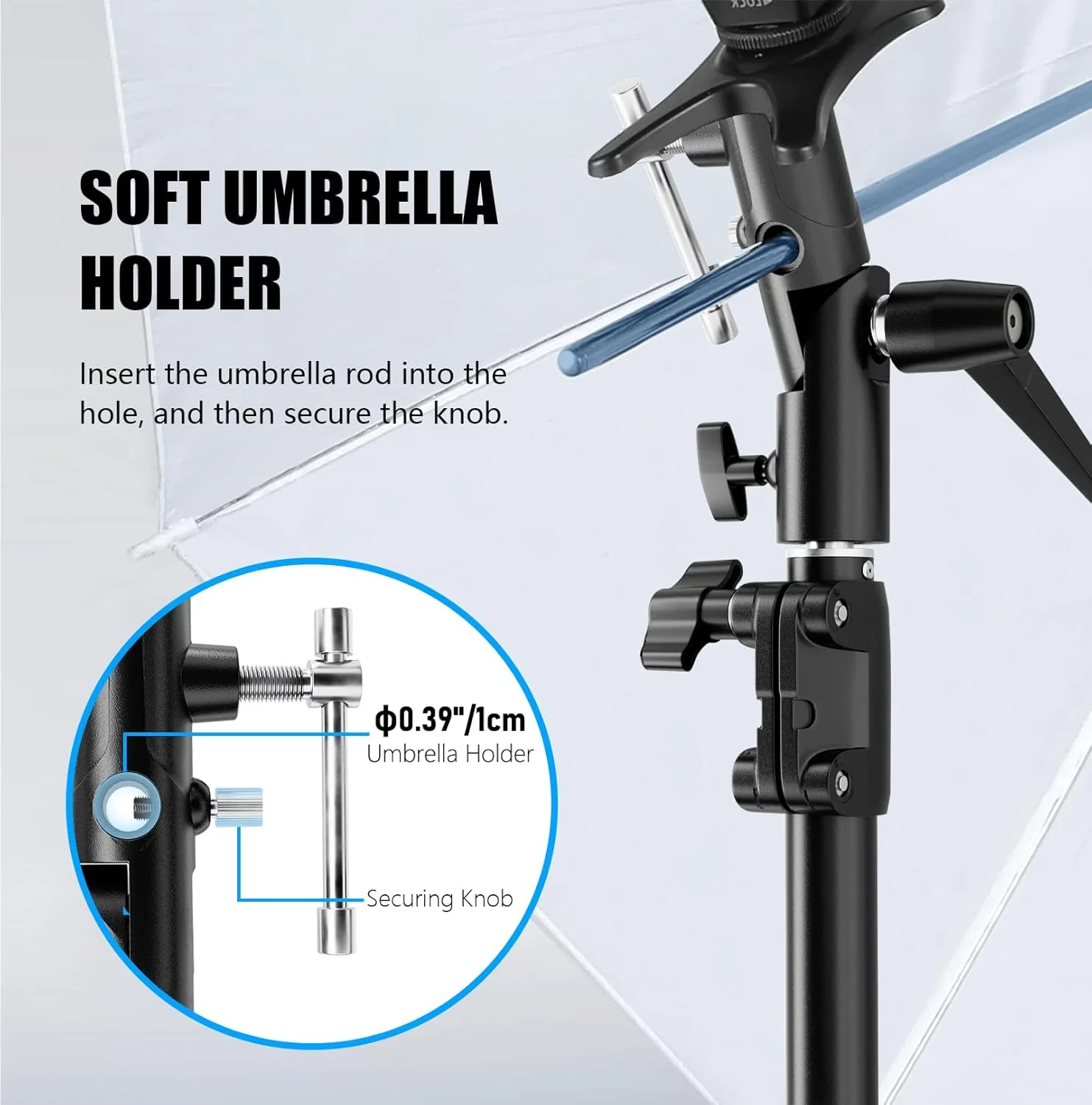 EMART Camera Flash Bracket H Type Mount with Umbrella Softbox Holder, 180° Swivel Adjustable Metal Light Stand Adapter with 1/4" to 3/8" Screw for Speedlite LED Tripod (2 Pack) - Image 5