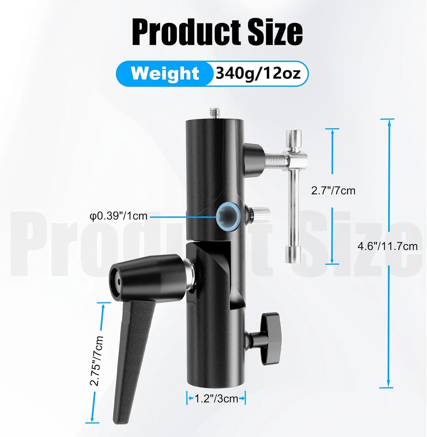 EMART Camera Flash Bracket H Type Mount with Umbrella Softbox Holder, 180° Swivel Adjustable Metal Light Stand Adapter with 1/4" to 3/8" Screw for Speedlite LED Tripod (2 Pack) - Image 7