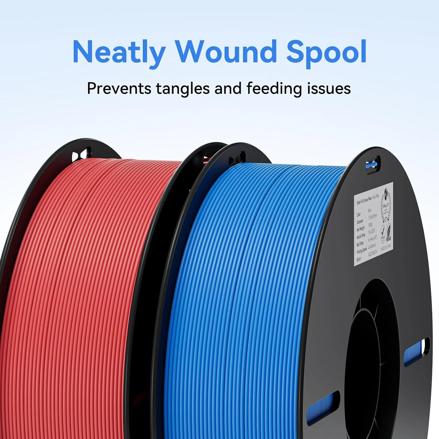 Filament 1.75mm 2 Packs for 3D Printing, Cost-Effective Ender PLA Filament 3D Printers, No-Tangling, Strong Bonding and Overhang Performance Dimensional Accuracy +/-0.02mm, Blue & Red - Image 5