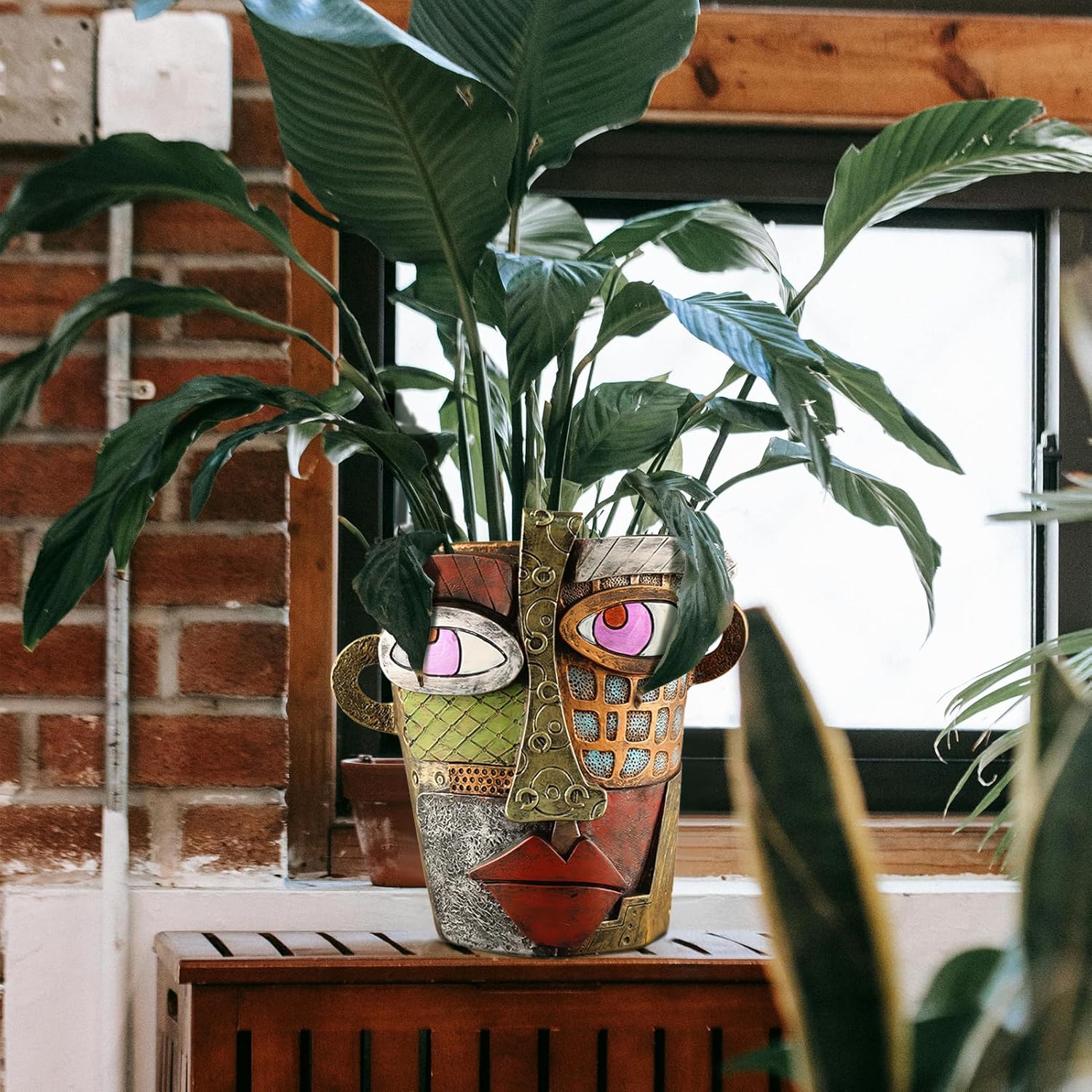 Abstract Face Planters Pots Head,Unique Head Planter for Indoor Plants,Funny Face Flower Pot,Colorful Plant Pots for Outdoor Garden Decor and Home Art Decoration(Classic) - Image 5