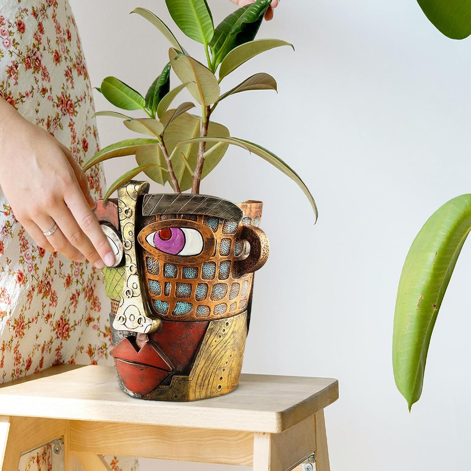 Abstract Face Planters Pots Head,Unique Head Planter for Indoor Plants,Funny Face Flower Pot,Colorful Plant Pots for Outdoor Garden Decor and Home Art Decoration(Classic) - Image 7