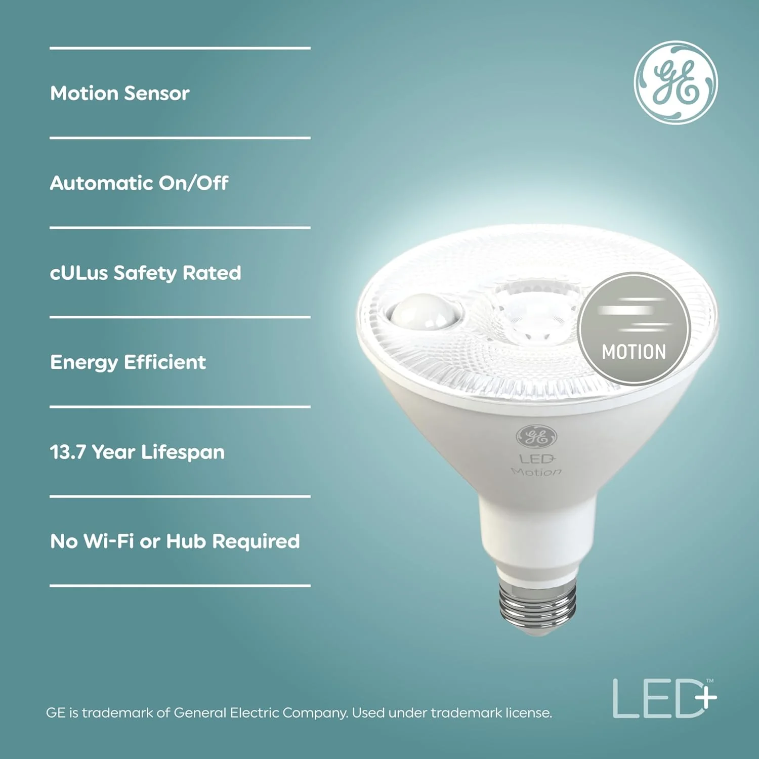 GE LED+ Motion Sensor LED Light Bulbs, 15W, PAR38 Outdoor Security Floodlight, Warm White (2 Pack) - Image 3