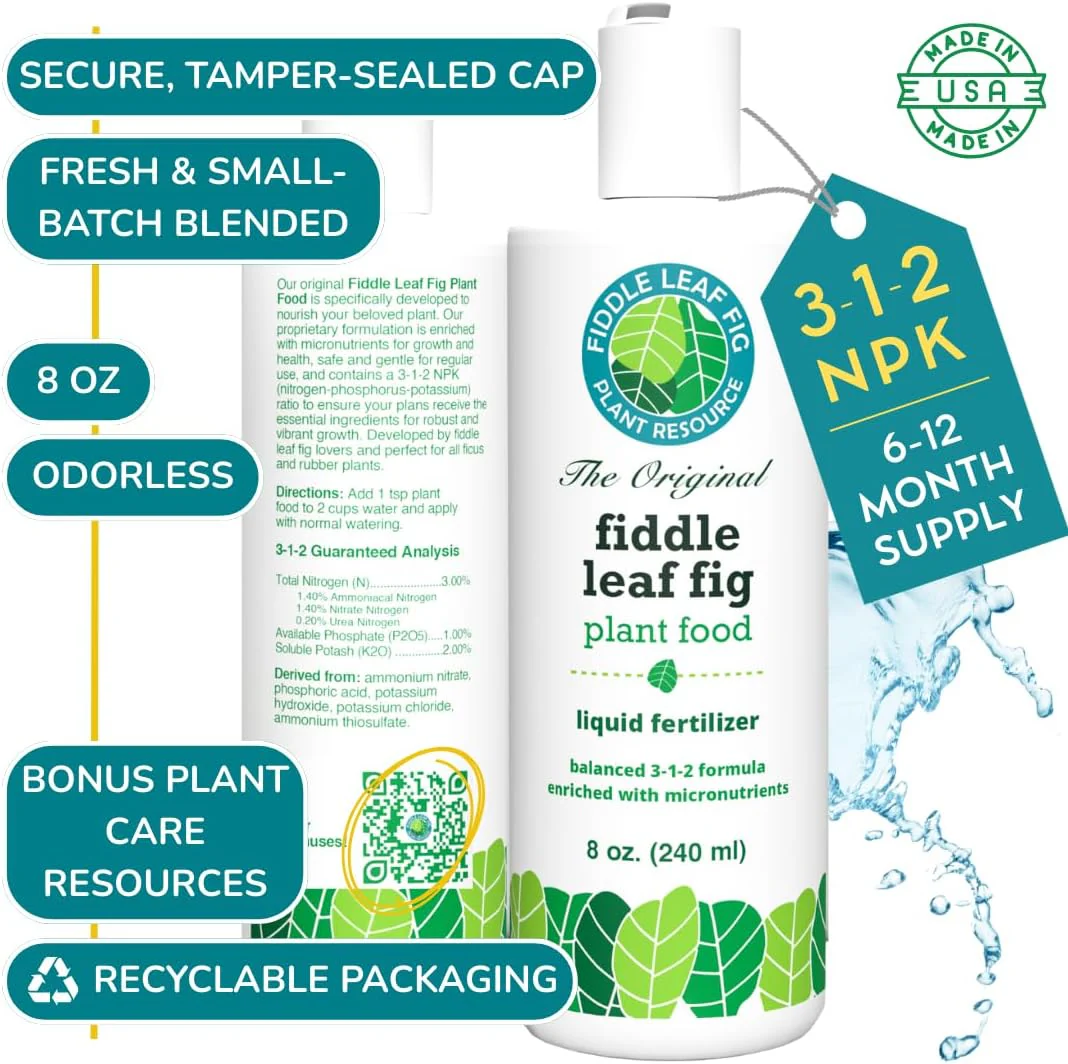 Fiddle Leaf Fig Plant Food – 3‑1‑2 Balanced NPK Liquid Fertilizer for Larger Leaves, Stronger Roots & Steady, Vibrant Growth | Suitable for All Ficus Including Ficus Lyrata | Made in USA | 8 oz - Image 9