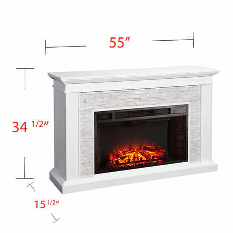 Costco - Ledgestone Electric Fireplace with Stacked Stone – White / Gray - Retail $749 - Image 5
