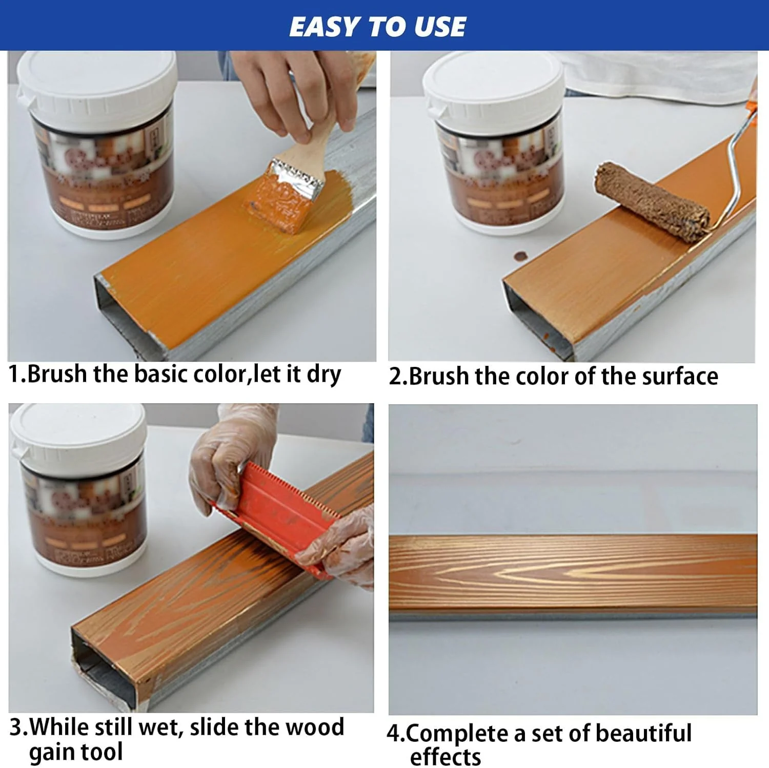 Wood Grain Tool, 11pcs Wood Graining Tool Set 7" Wood Grain Roller Wood Grain Painting Tool Natural Woodgrain Maker Paint Look Like Wood for Wall Room Decoration - Image 7