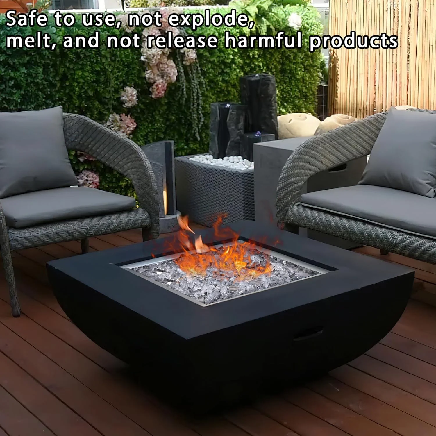 DomeStar 10LB Fire Glass for Fire Pit, High Luster Reflective Tempered Glass Rocks for Natural or Propane Fireplace Outdoors Indoors Silver - Image 4