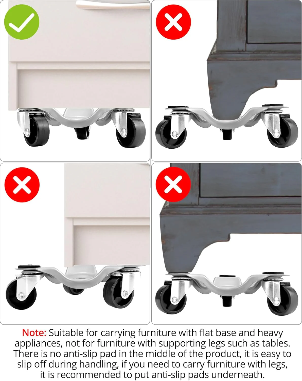 QWORK 8 pcs 6" Steel Tri-Dolly, 200 lbs Load Capacity, Great for Moving Furniture & Appliances, Durable and Easy to Use - Image 5