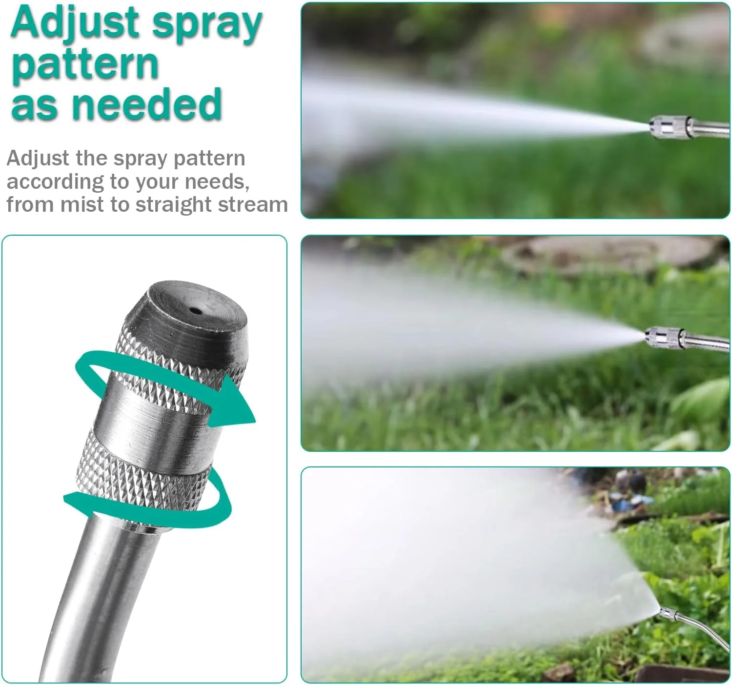 All Metal Sprayer Wand With 3 Types of Nozzles - Fan, Stainless Steel, 1/4" & 3/8" Brass Barb, 2 Hose Clamps (29 Inches, 3 Nozzles) - Image 6