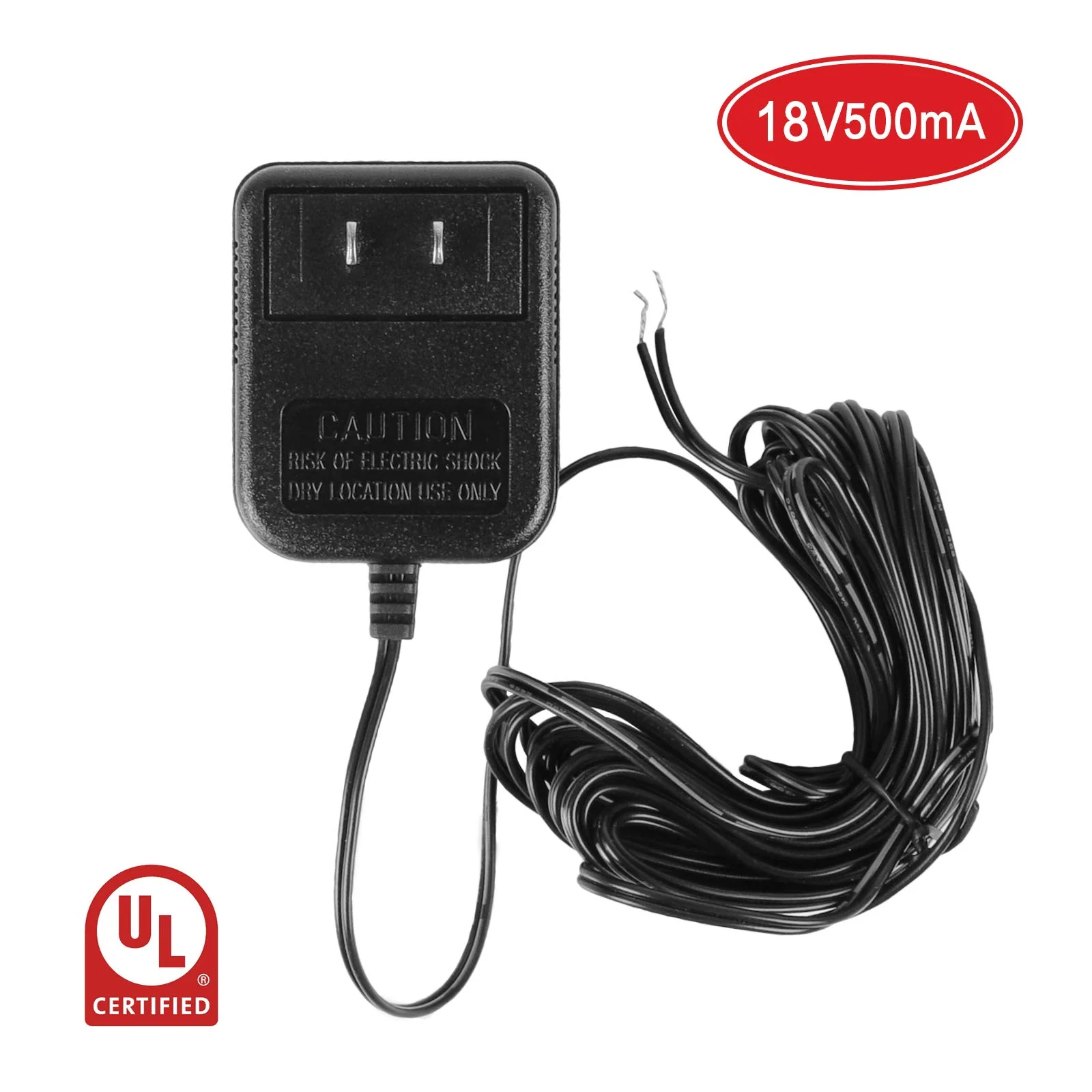 AC 18V 500mA Doorbell Transformer,Ring Power Adapter Wired Door Bell Power Supply for Video Doorbell Ring 1/2/2 Pro and Thermostats,5m/16.4ft Cable - Image 2