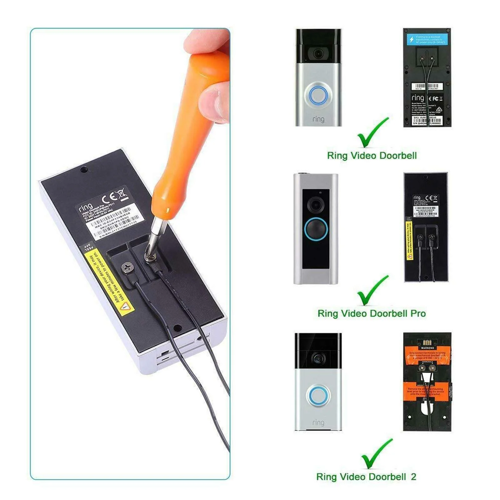 AC 18V 500mA Doorbell Transformer,Ring Power Adapter Wired Door Bell Power Supply for Video Doorbell Ring 1/2/2 Pro and Thermostats,5m/16.4ft Cable - Image 4