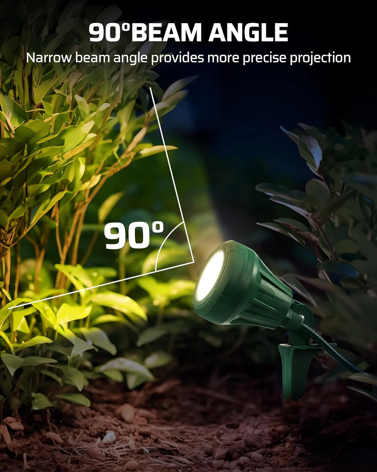 DEWENWILS 120V Spotlight Outdoor, 500LM Waterproof LED Spot Light with 3 Extra Lenses (Red Yellow Green), Landscape Lighting for Holiday, Trees, Flag, 5FT Extension Cord, UL Listed - Image 6