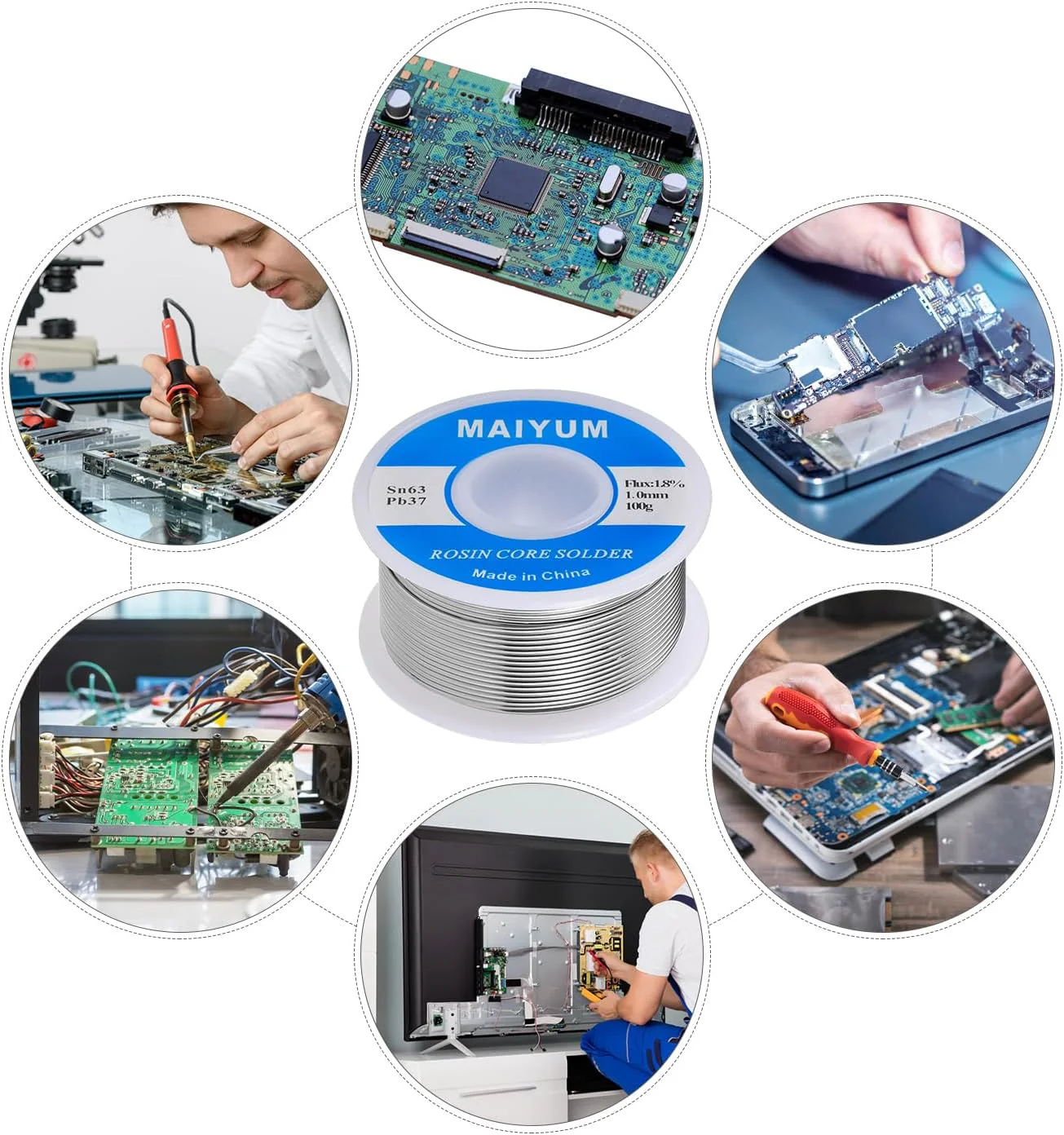 63-37 Tin Lead Rosin Core Solder Wire for Electrical Soldering (0.8mm 100g) - Image 5