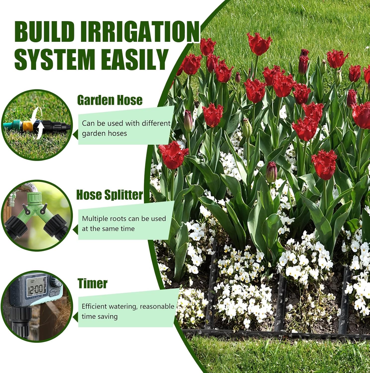 Flat Soaker Hose 50ft, Heavy Duty Double Layer Design, Drip Irrigation Hose Saves 80% Water, Leak Proof Sprinkler Hose For Garden, Lawn, Flower Bed, Vegetable Field - Image 3