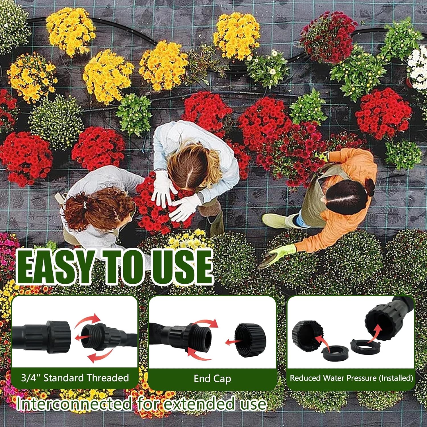 Flat Soaker Hose 50ft, Heavy Duty Double Layer Design, Drip Irrigation Hose Saves 80% Water, Leak Proof Sprinkler Hose For Garden, Lawn, Flower Bed, Vegetable Field - Image 5