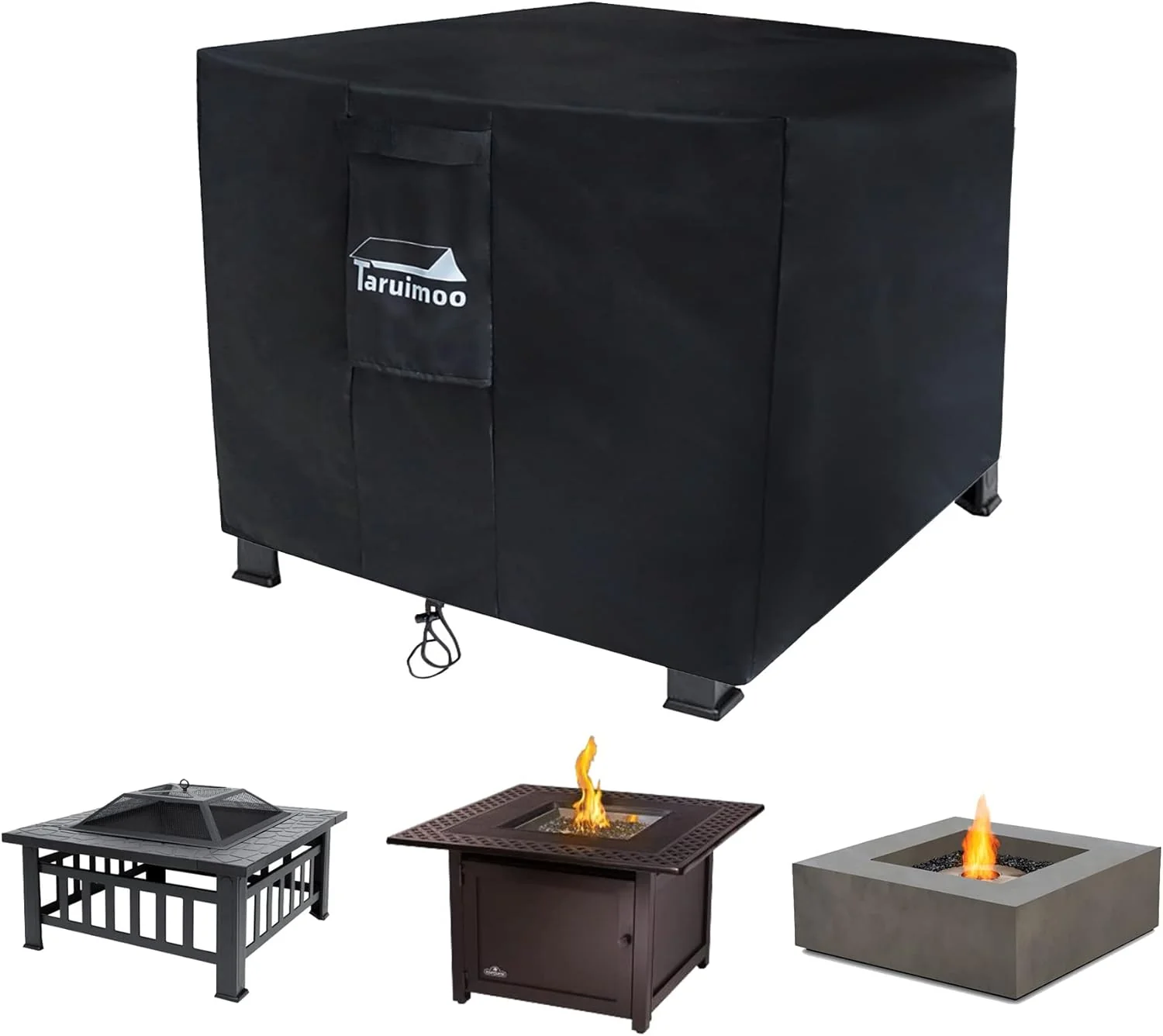 Fire Pit Cover Square Heavy-Duty Outdoor firepit Cover Waterproof and Tear-Resistant Air Vents Fits for 24-28inch fire Pit and Outdoor Fire Table (28 "L x 28 "W x 25 ")