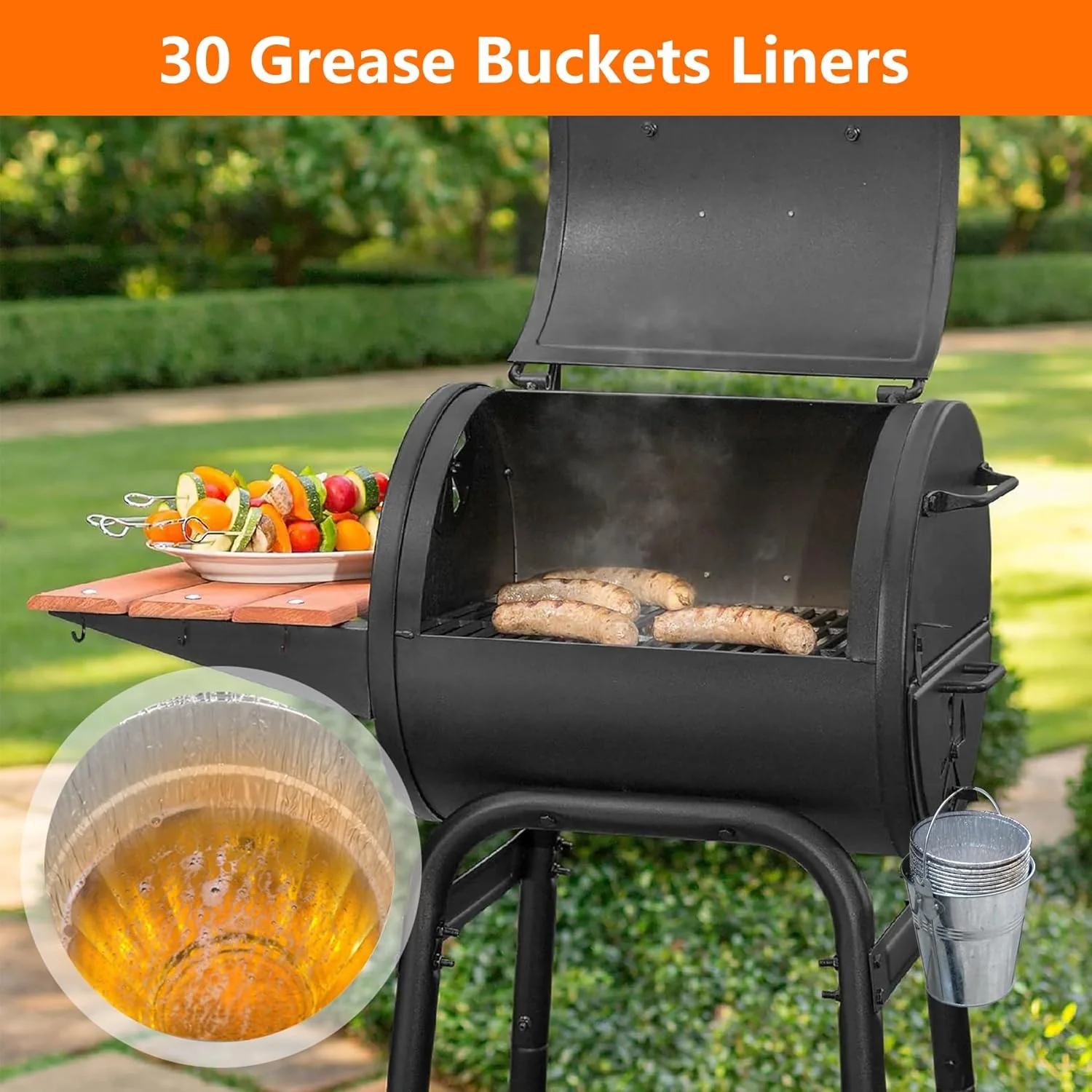 30 Pack Grease Bucket Liners for Traeger Pro 575 22 34 Ironwood 885 650 Pit Boss Drip Tray Liner for Z Grill Green Mountain Pellet Smoker BBQ Grill Accessories - Image 4