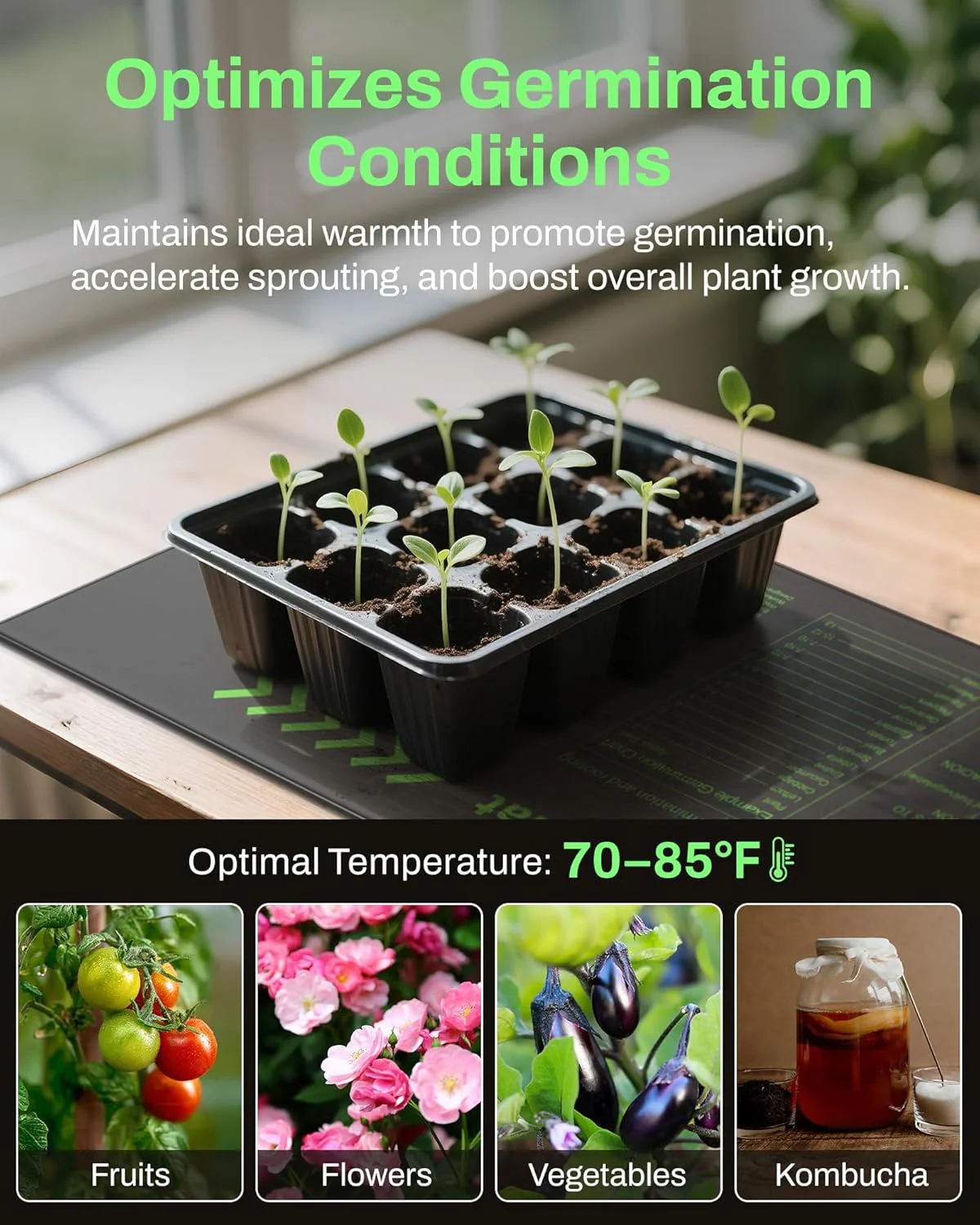 BN-LINK Durable Seedling Heat Mat for Seed Starting 10" x 20.75", Waterproof Warming Mat Plant Heating Pad for Seed Germination, Indoor Growing, Hydroponic, Greenhouse, ETL Listed - Image 6