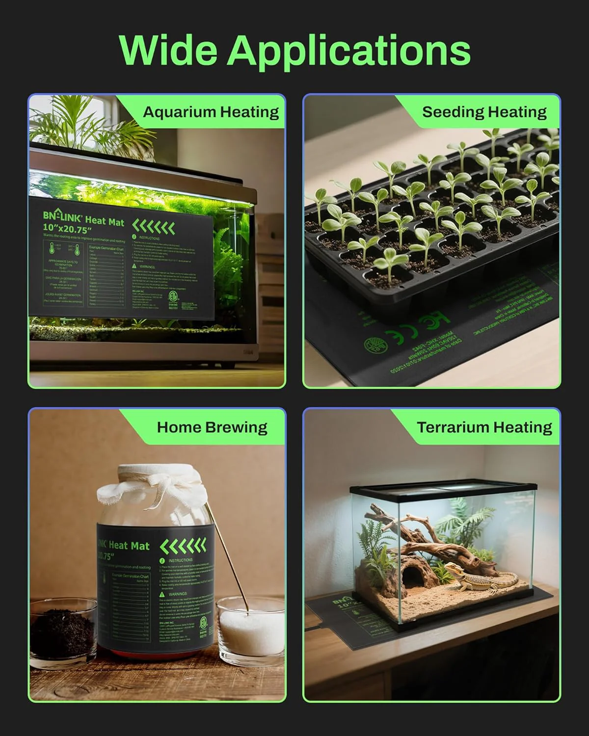 BN-LINK Durable Seedling Heat Mat for Seed Starting 10" x 20.75", Waterproof Warming Mat Plant Heating Pad for Seed Germination, Indoor Growing, Hydroponic, Greenhouse, ETL Listed - Image 7