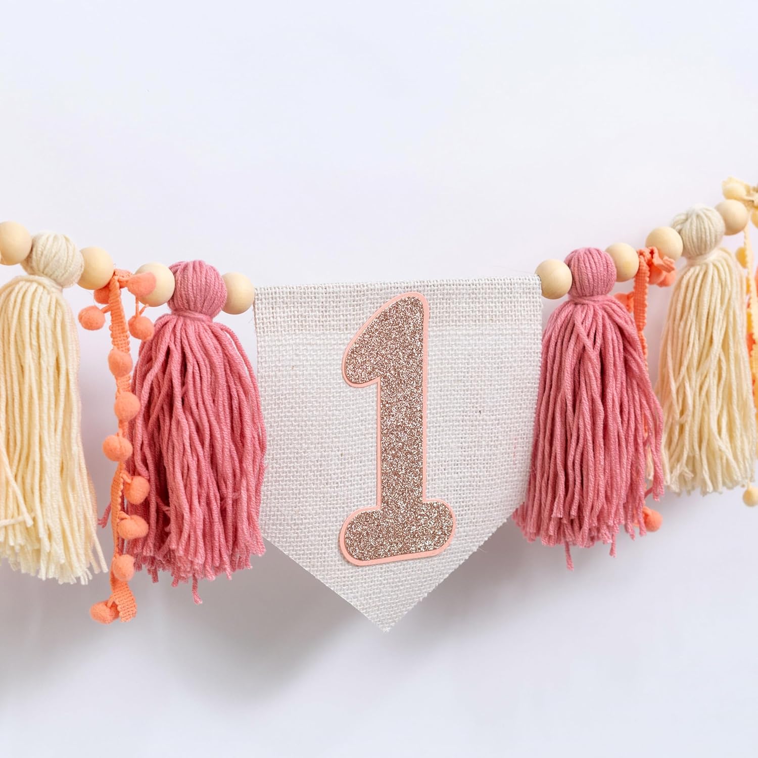 Baby Girl First Birthday High Chair Banner - Pink Tassel Garland,Fairy First Birthday Banner,Wall Hangings Decorative for Kids Photo Props - Image 6