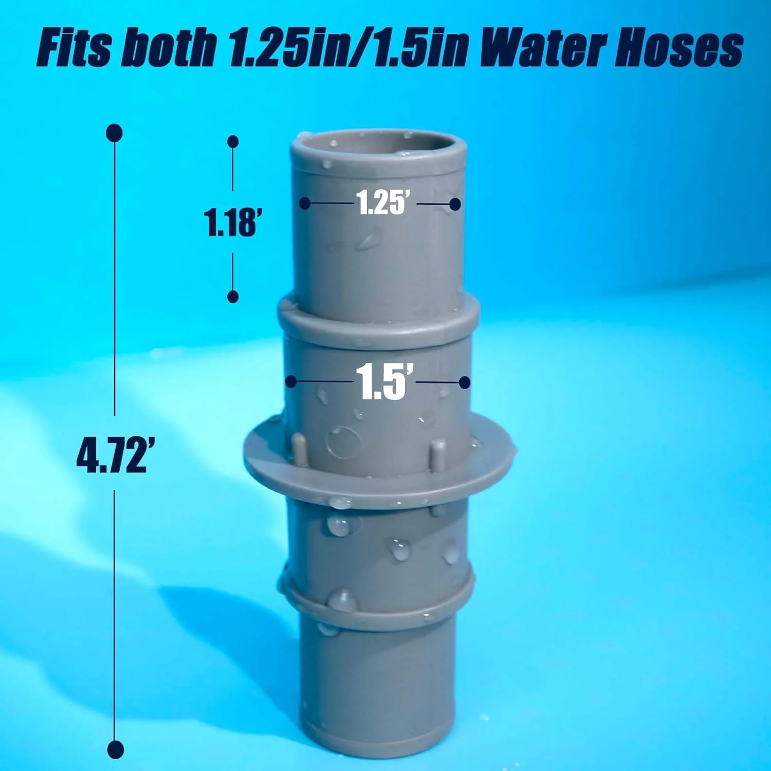 NICENICY Pool Hose Connector, 1.5" or 1.25" Pool Hose Connector Coupling with 4PCS Steel Clamps, Pool Hose Adapter for Swimming Pool Vacuum or Filter Pump Hoses, 2PCS - Image 4