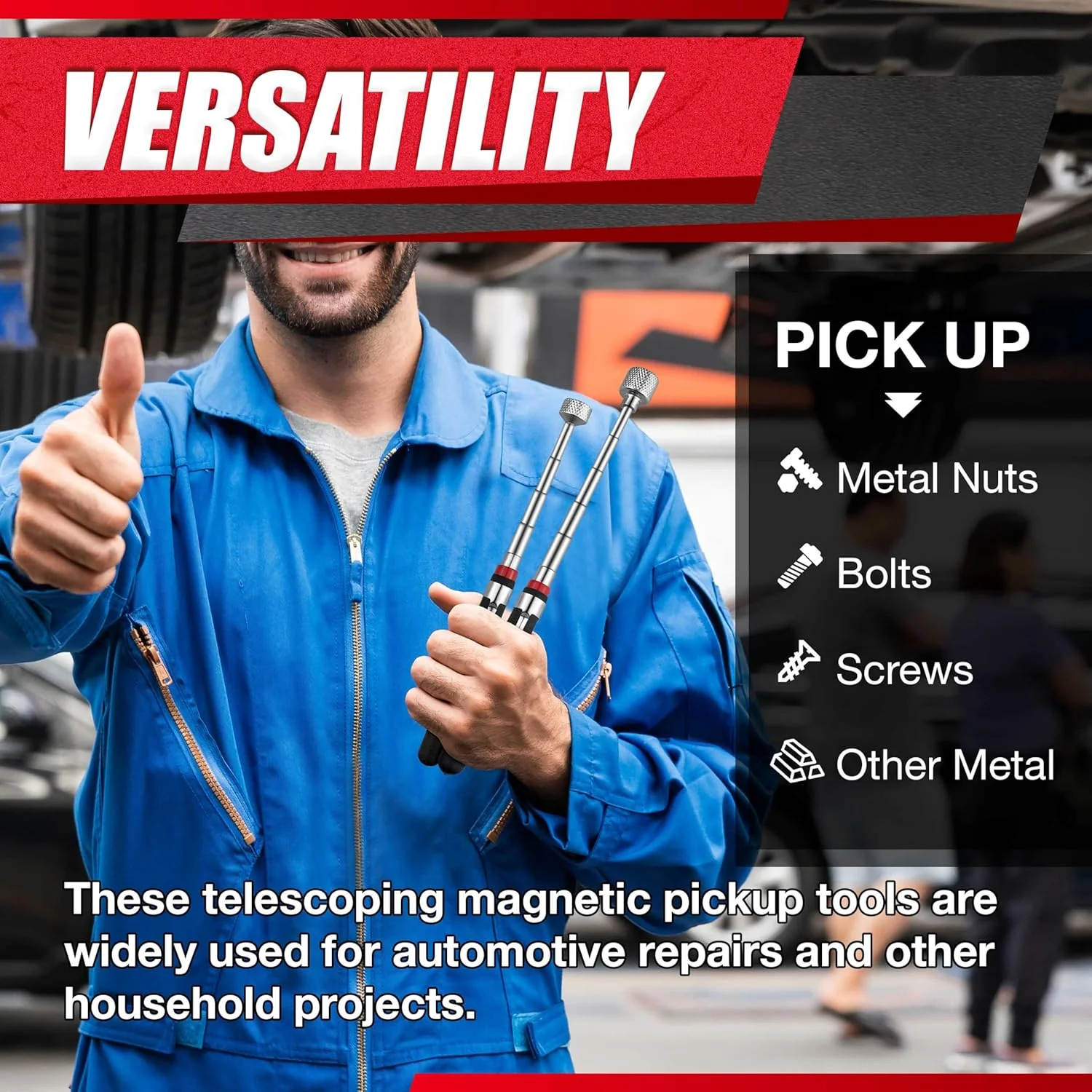 5PCS Telescoping Magnetic Pickup Tool, Magnetic Pick-Up Sweeper, Telescopic design extends to 30.4 INCH reach, Extendable Handle for Easy Portability - Image 7