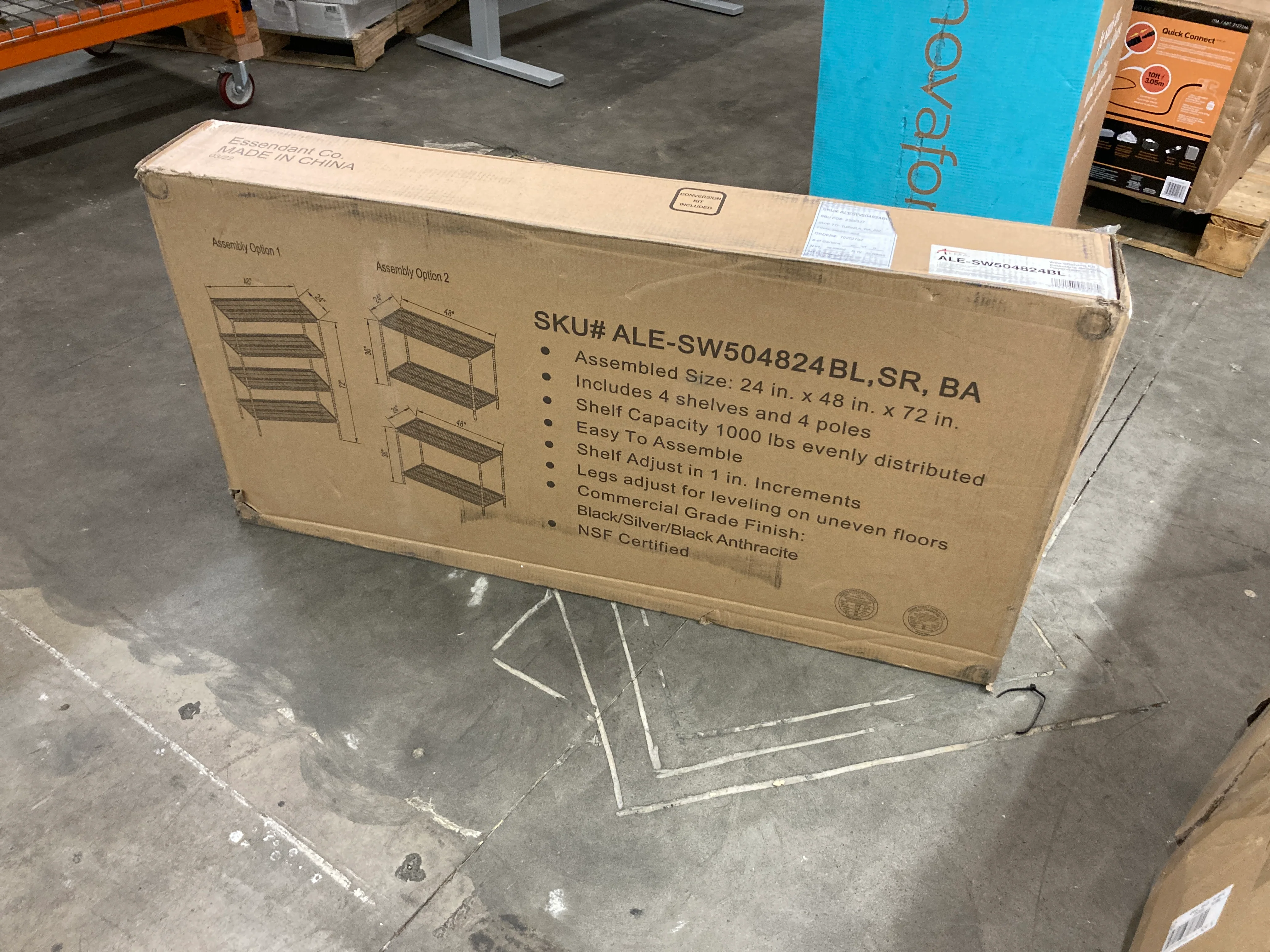 NEW - Costco - Alera 4-Shelf Industrial Wire Shelving Unit, 48"W x 72"H x 24"D, Black Anthracite - Retail $129 - Image 2