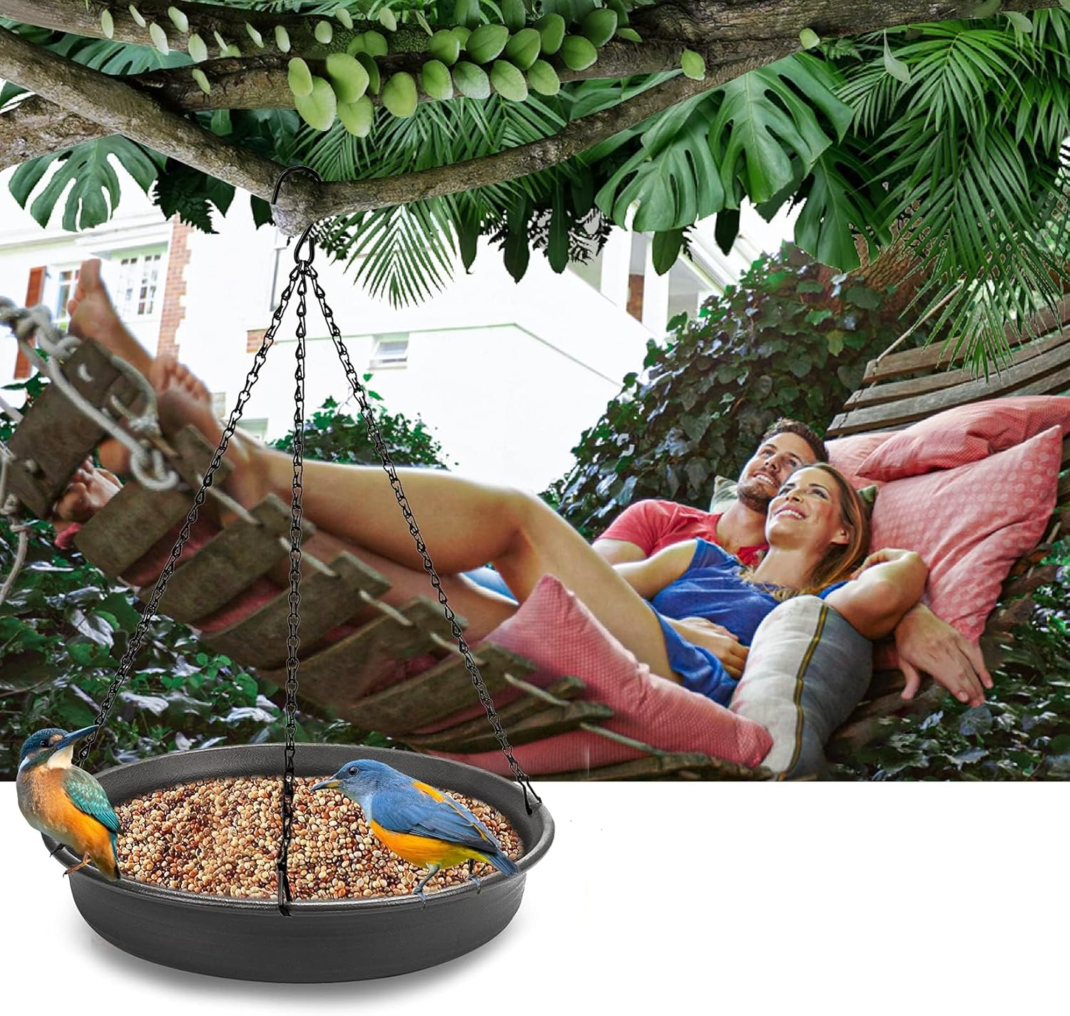 Hanging Bird Bath Hanging Bird-Feeder - CARGEN Garden BirdBath Tray Wildlife Feeder Plate Water Bowl or Water Bowl for Outdoors Garden Patio Decoration - Image 7