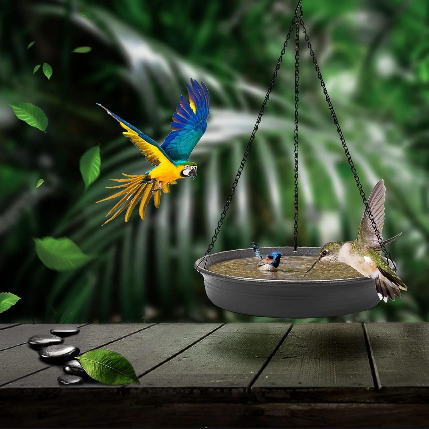 Hanging Bird Bath Hanging Bird-Feeder - CARGEN Garden BirdBath Tray Wildlife Feeder Plate Water Bowl or Water Bowl for Outdoors Garden Patio Decoration - Image 8