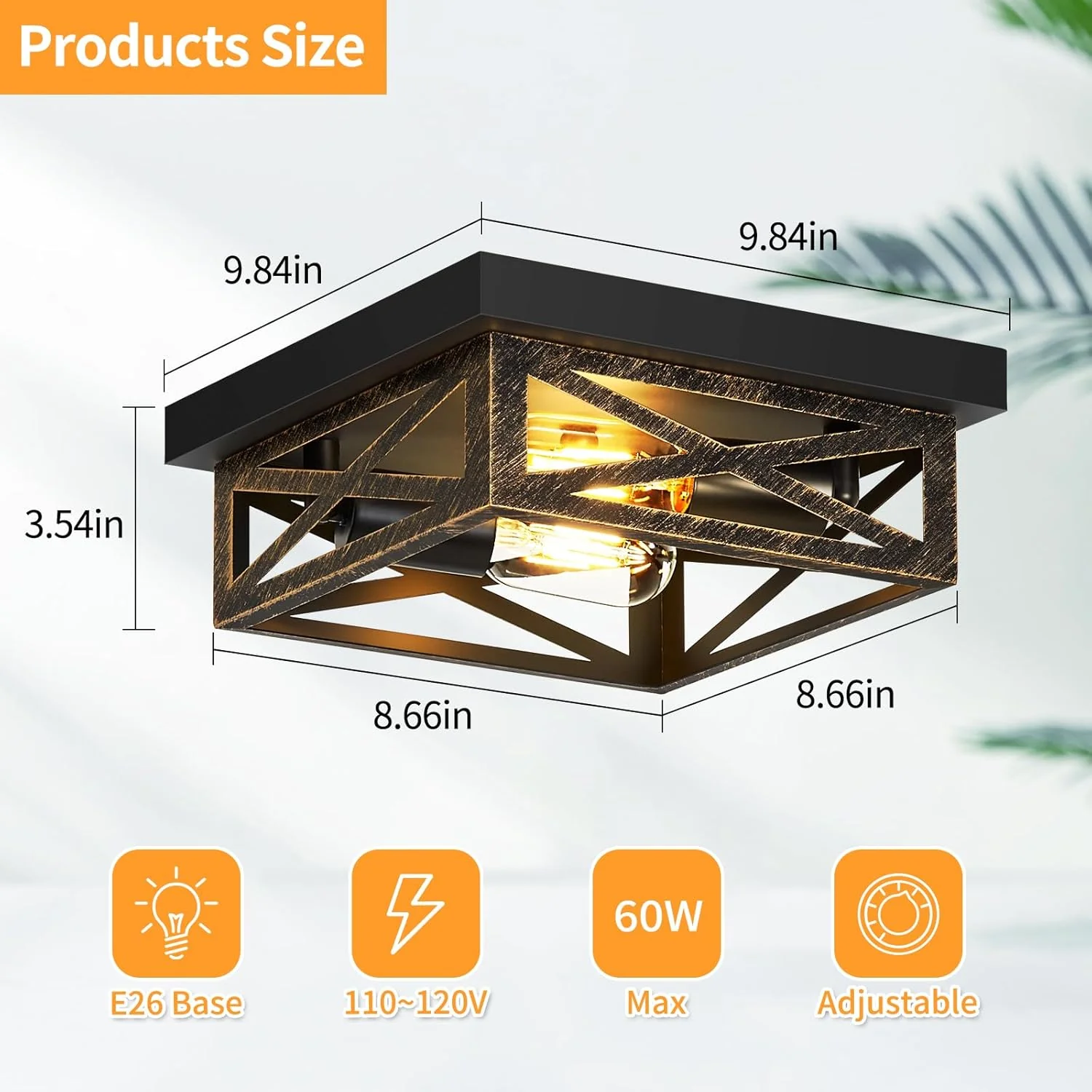 ZHU YAN 2 Pack Farmhouse Flush Mount Ceiling Light,Rustic Flush Mount Ceiling Light Fixture,Light Fixtures Ceiling Mount for Kitchen,Hallway,Entrywaye26 Base - Image 4