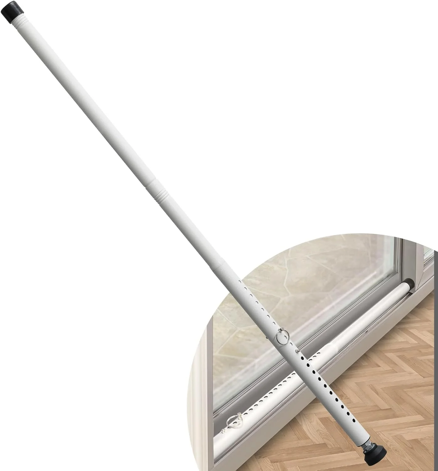 DIIG Sliding Door Security Bar,17.7-50.5inch Adjustable Locking Window Safety Bar with Rubber Tips,Diameter 1inch Window Security Bar for Home Apartment Travel (White)