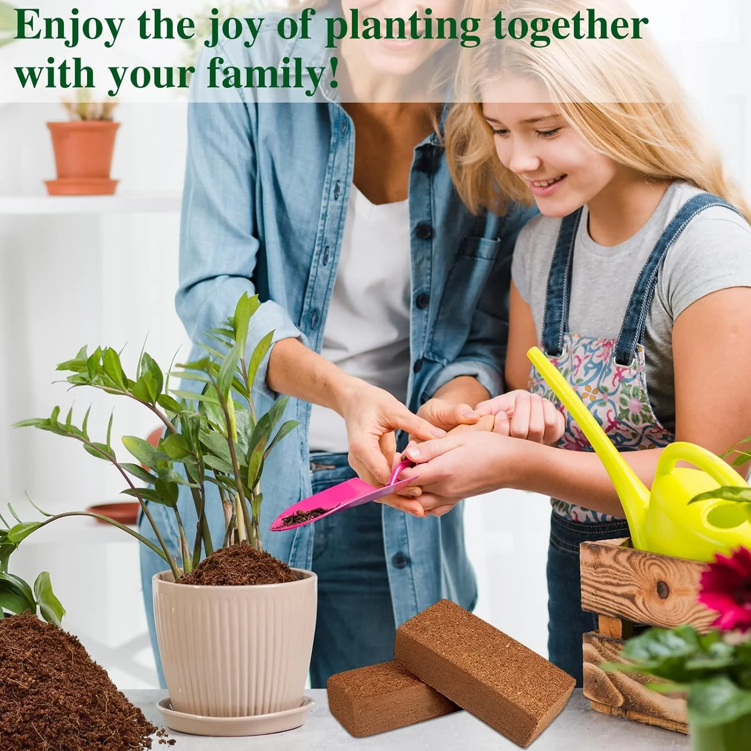 ZeeDix 9 Pack Premium Coco Coir Brick, Organic Compressed Coconut Coir Bricks Seed Starter Potting Soil for Plants, Coconut Fiber Substrate with Low EC & pH Balance for Gardening Flower Herbs - Image 2
