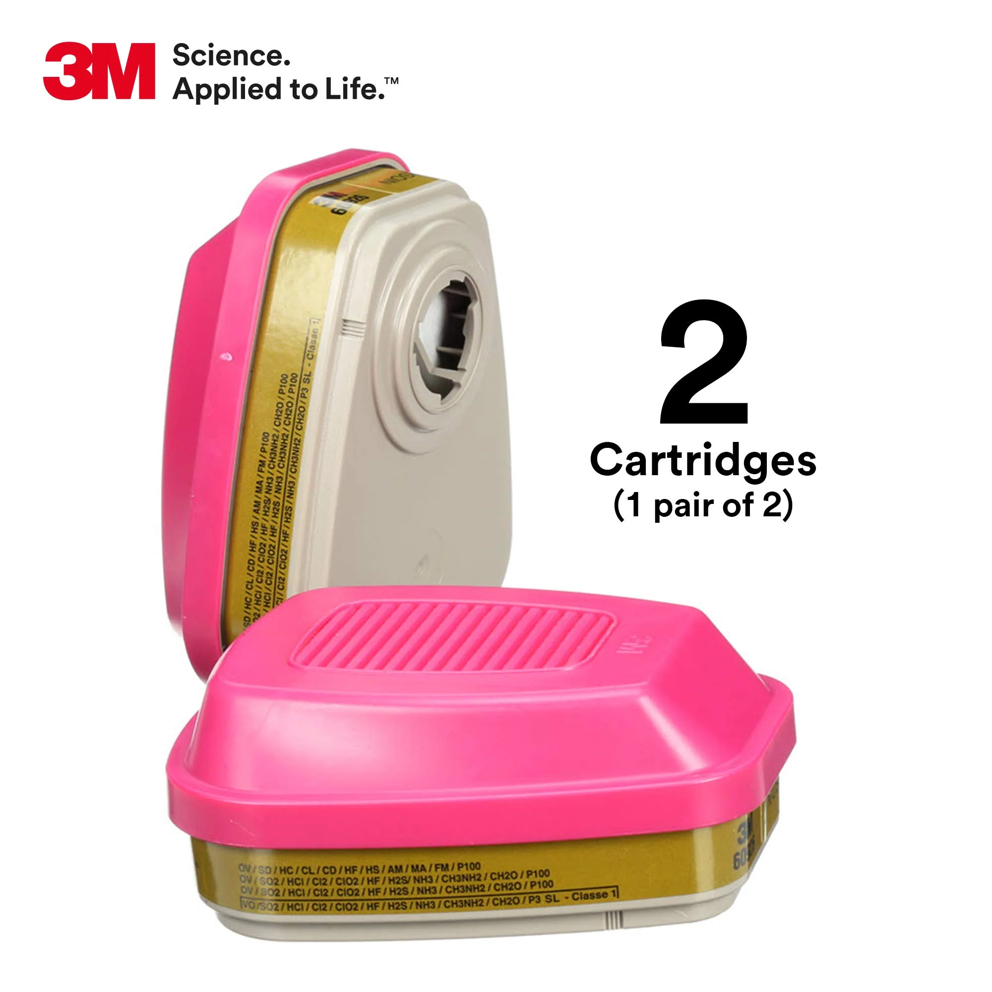 3M P100 Respirator Cartridge/Filter 60926, 1 Pair, NIOSH, Helps Protect Against Organic Vapors, Acid Gases, Ammonia Methylamine, Formaldehyde and Particulates - Image 3