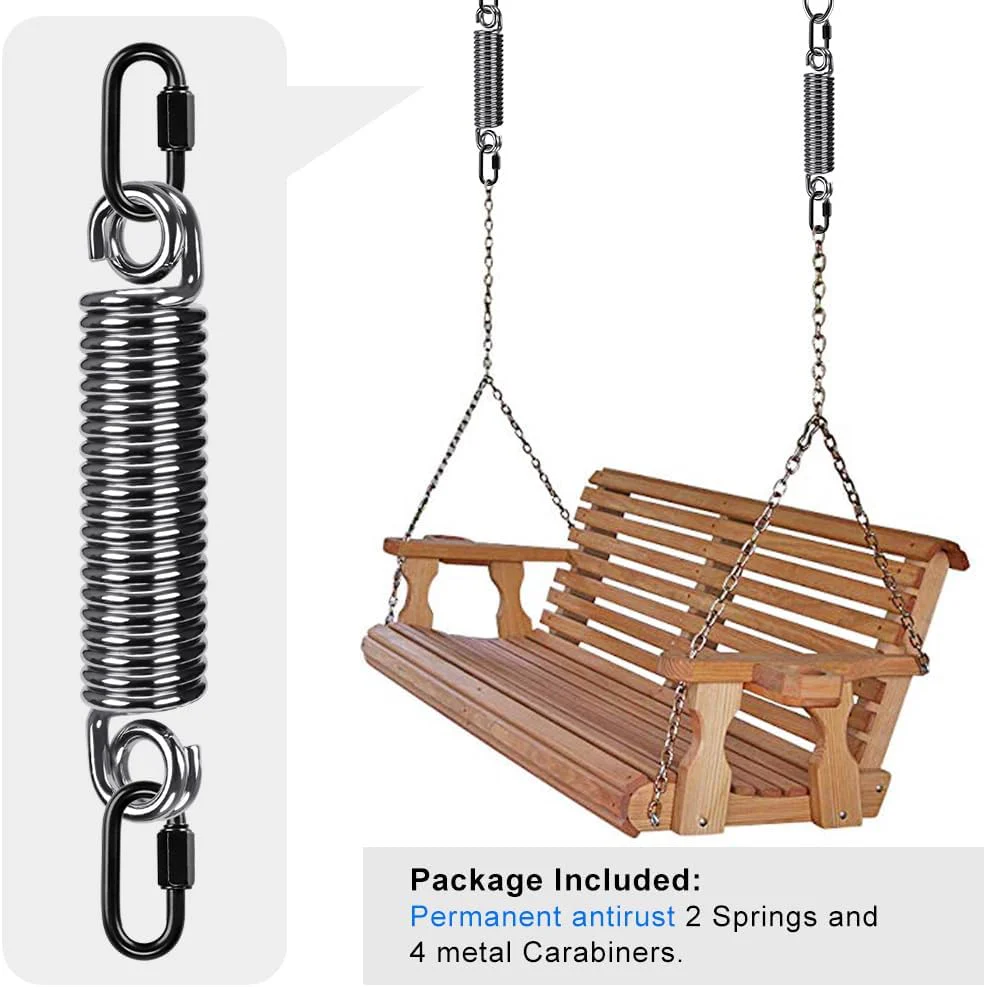 SELEWARE Heavy Duty Swing Springs for Hammock Chair, Porch Swing, Hammock Stands Mount, Double Closed Ring Design Up to 500 lbs, w/Locking Carabiners(2 Pack) - Image 5