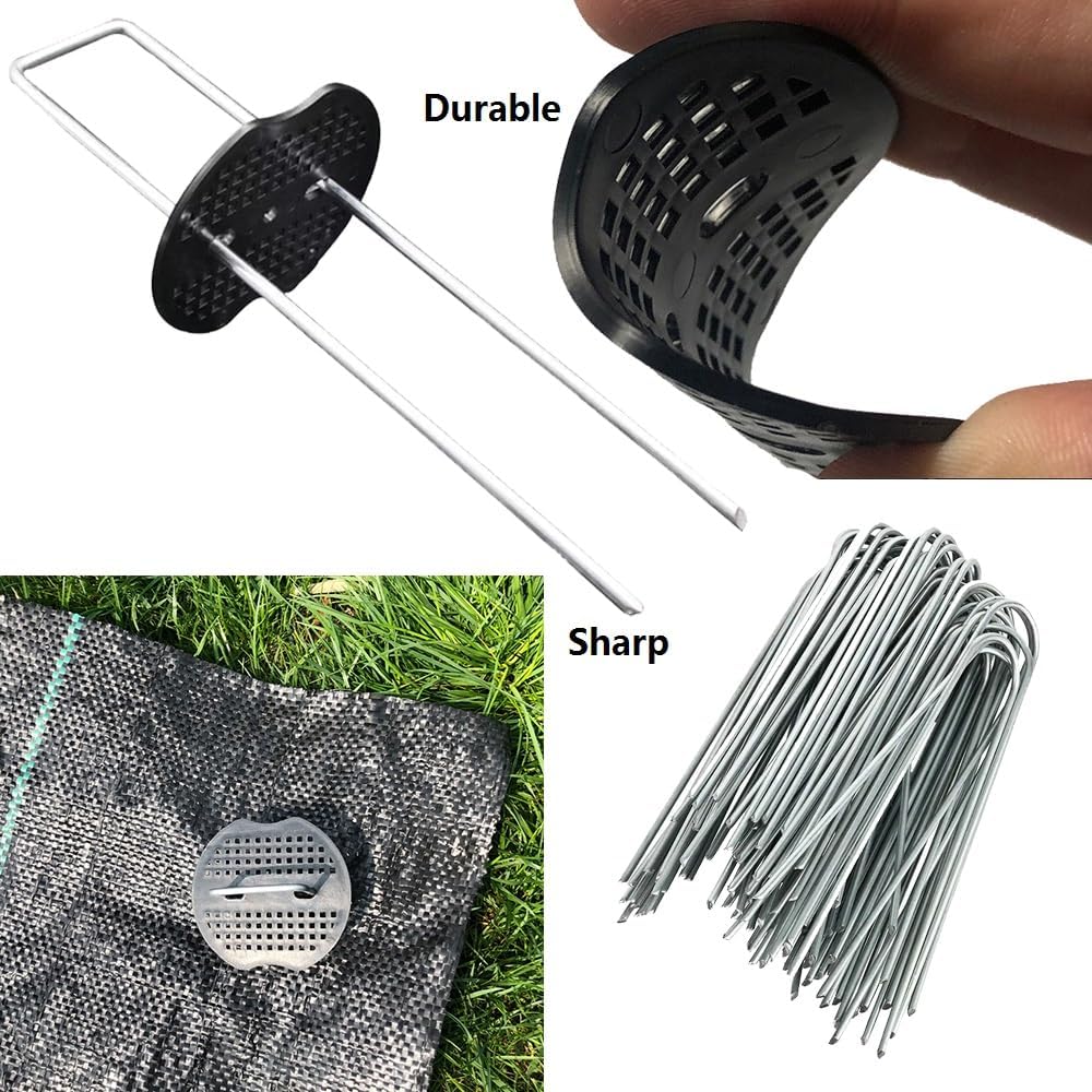 6.6x32.8ft Landscape Fabric Weed Barrier Fabric Heavy Duty,Landscape Fabric with 15 U-Shaped Pins and Gasket for Landscaping, Driveway, Weed Control, Construction, Underlayment-3.2oz - Image 3