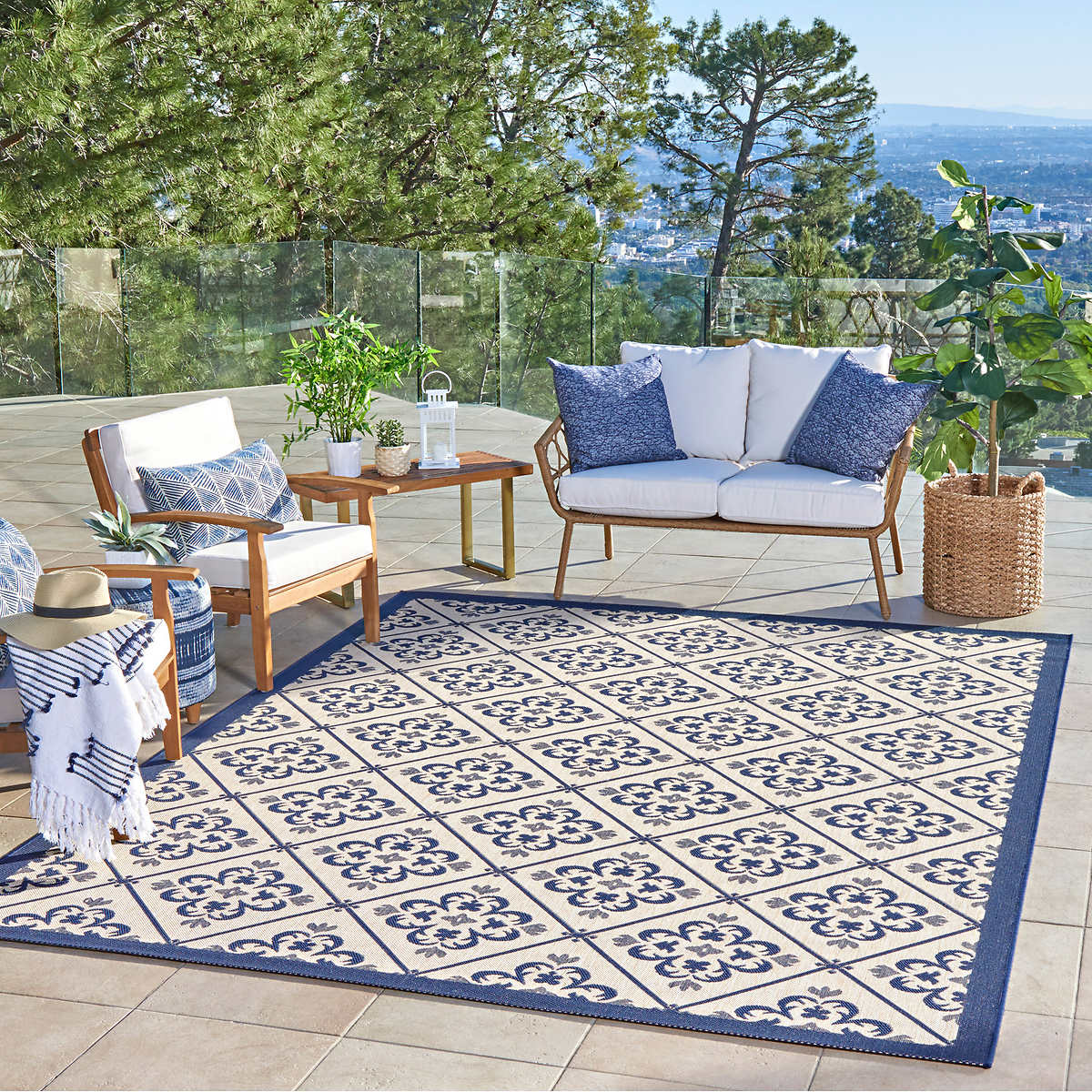 NEW - Costco - Naples Indoor/Outdoor Area Rug, Bronte, 5' 3" x 7' - Retail $99 - Image 2