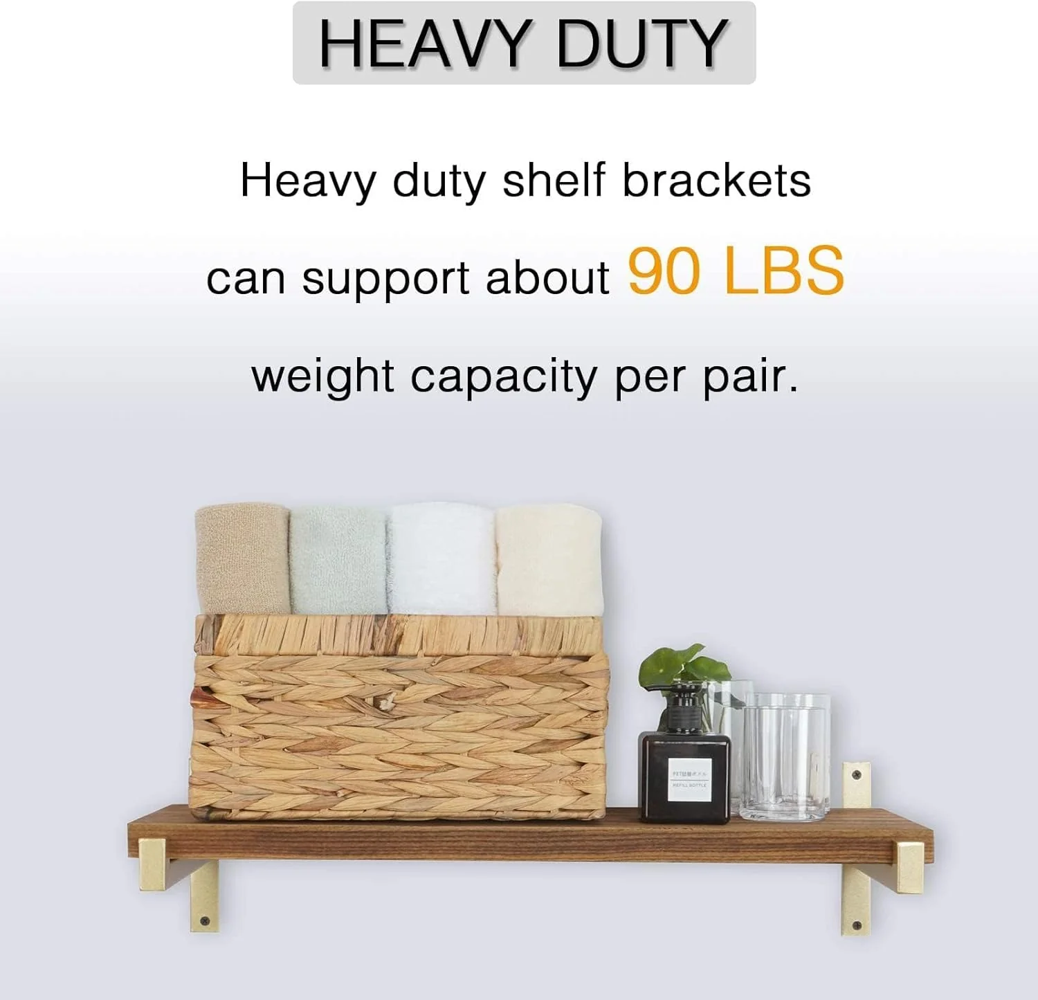 OVOV 4 Pcs Heavy Duty Shelf Brackets Wall Mounted Industrial Metal Shelf Supports (Gold) 10" - Image 5
