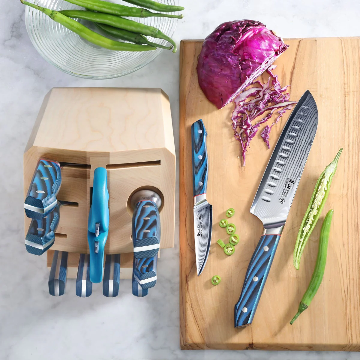 NEW - Cangshan Seagull Series X-7 Damascus Steel 12-piece Knife Block Set - Image 5