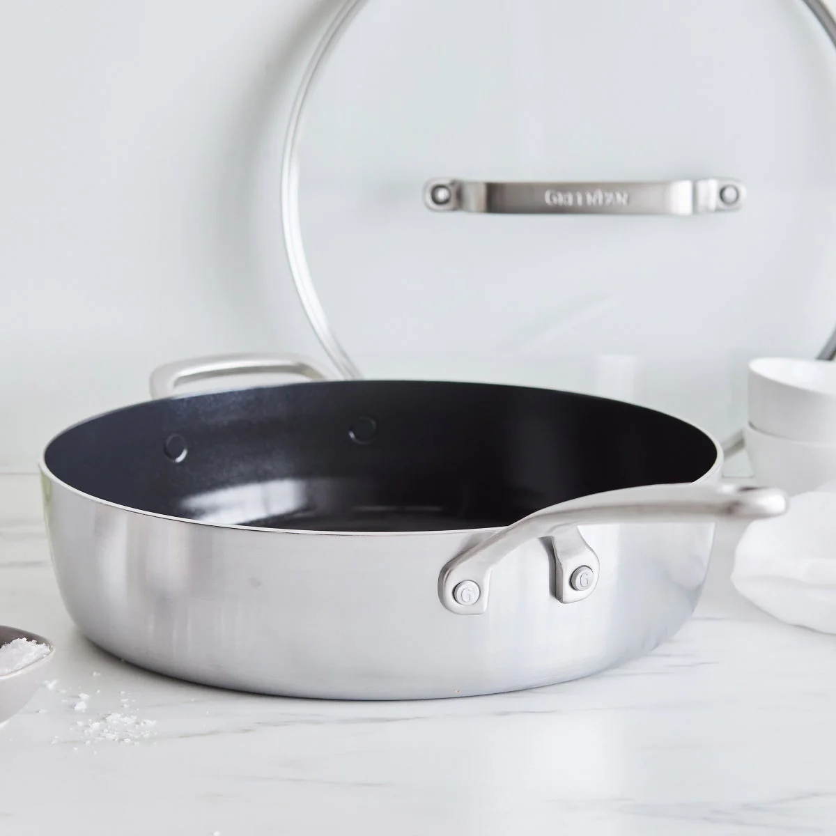 NEW - GreenPan GP5 Vista 5-ply Stainless Steel Ceramic Nonstick 5qt Covered Sauté Pan - Image 4