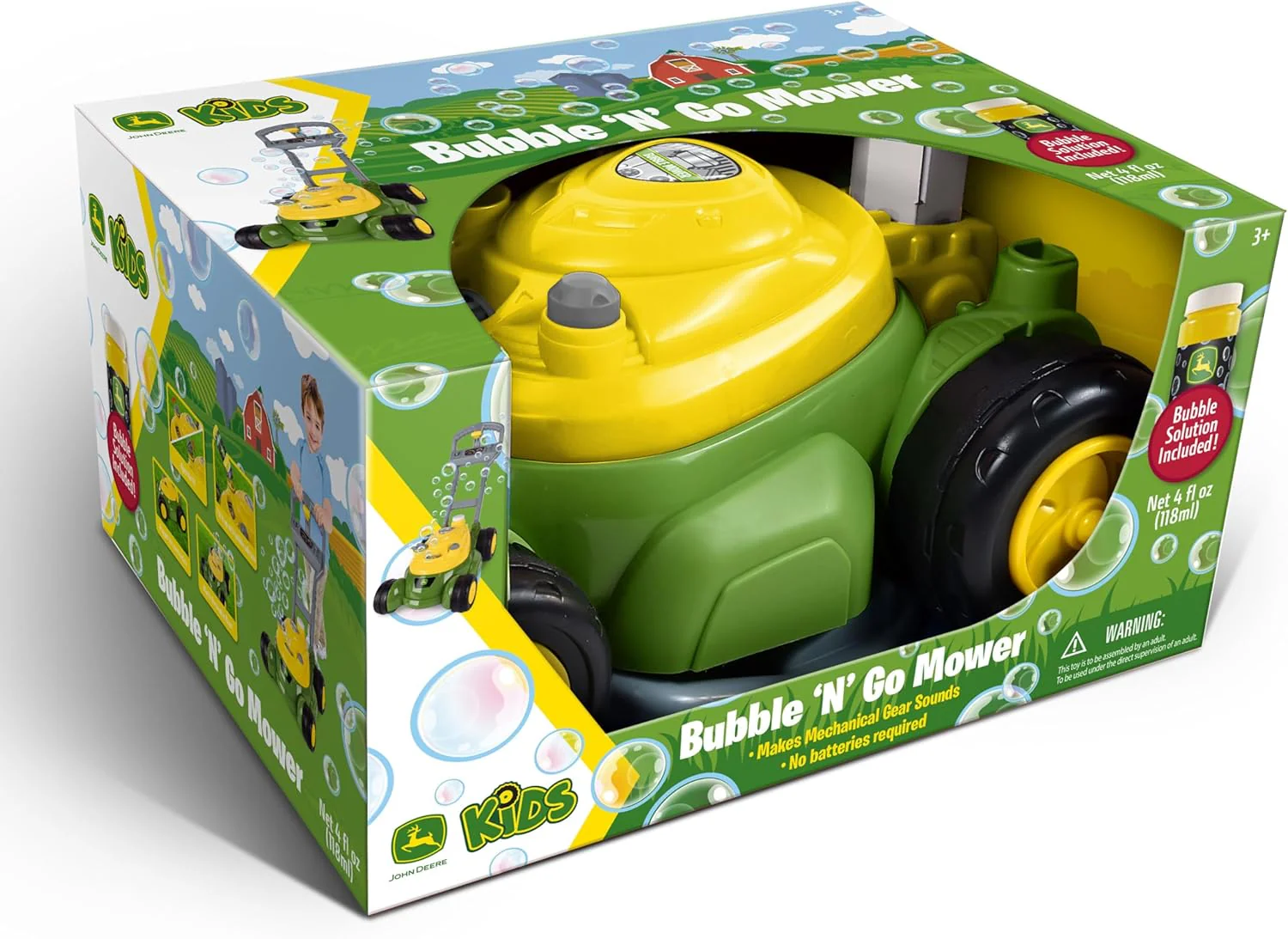 John Deere Bubble Lawn Mower for Toddlers, Bubble Blowing Machines, Indoor and Outdoor Gardening Toy, Birthday, Party Favor for Preschool Girls and Boys, No Batteries Required, 2+ - Image 7