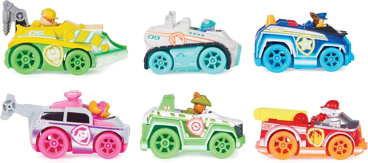 Paw Patrol, True Metal Neon Rescue Vehicle Gift Pack of 6 Collectible Die-Cast Toy Cars, 1:55 Scale, Kids Toys for Boys and Girls Ages 3 and up - Image 6