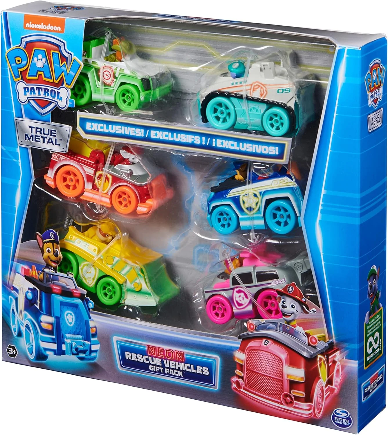 Paw Patrol, True Metal Neon Rescue Vehicle Gift Pack of 6 Collectible Die-Cast Toy Cars, 1:55 Scale, Kids Toys for Boys and Girls Ages 3 and up - Image 7