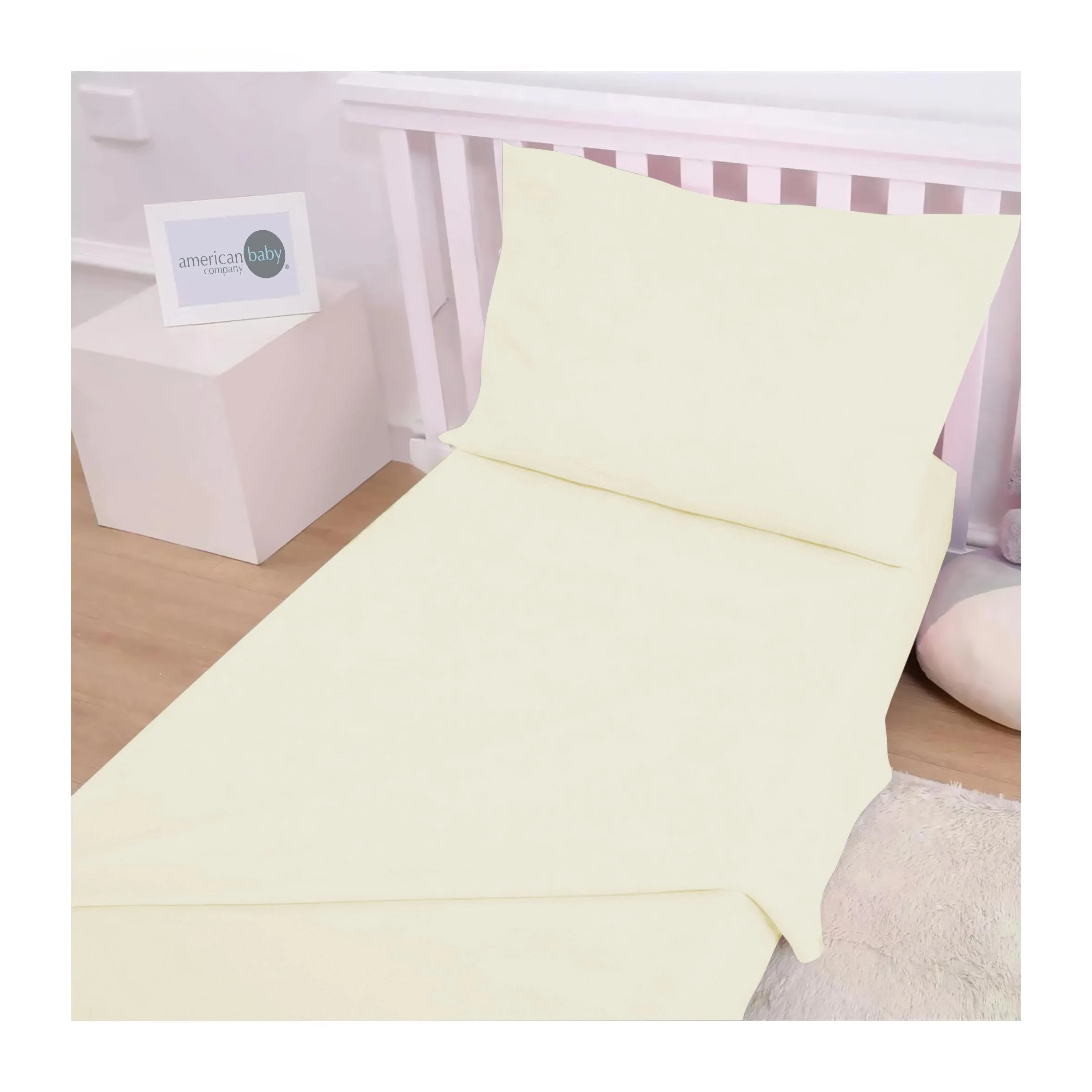American Baby Company 100% Natural Cotton Jersey Knit Toddler Sheet Set, Cream, Soft Breathable - Image 4