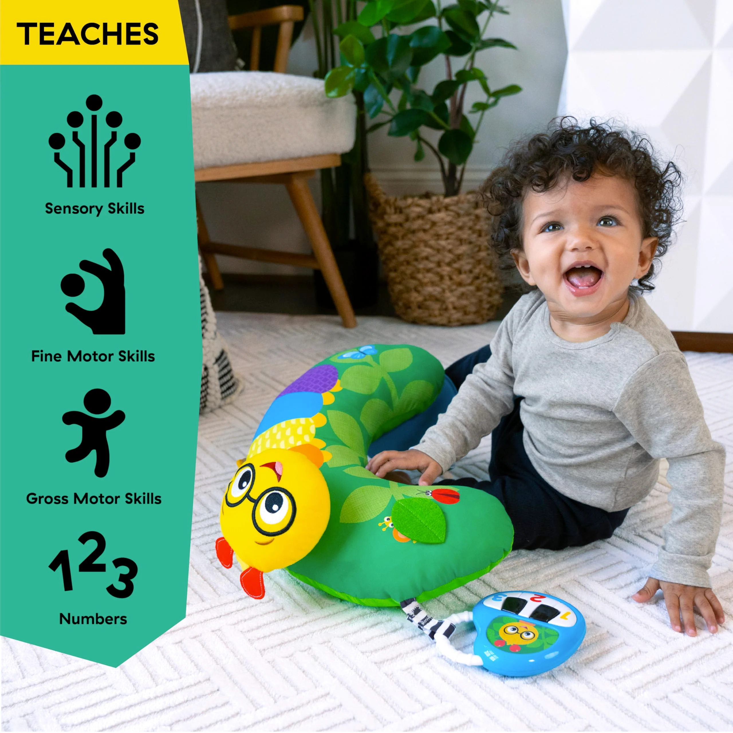 Baby Einstein Cal-a-Pillow Tummy Time Pillow, Multisensory Activity Toys, Sitting Up Play, Cal the Caterpillar, Ages 0+ Months - Image 6