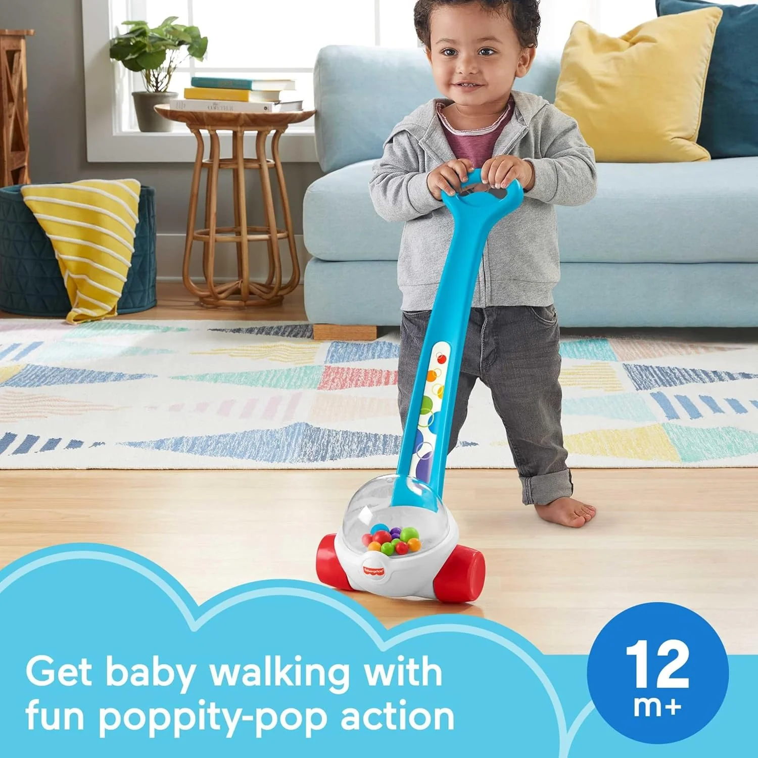 Fisher-Price Baby & Toddler Toy Corn Popper Blue Push-Along with Ball-Popping Action for Infants Ages 1+ Years, 2-Piece Assembly - Image 3