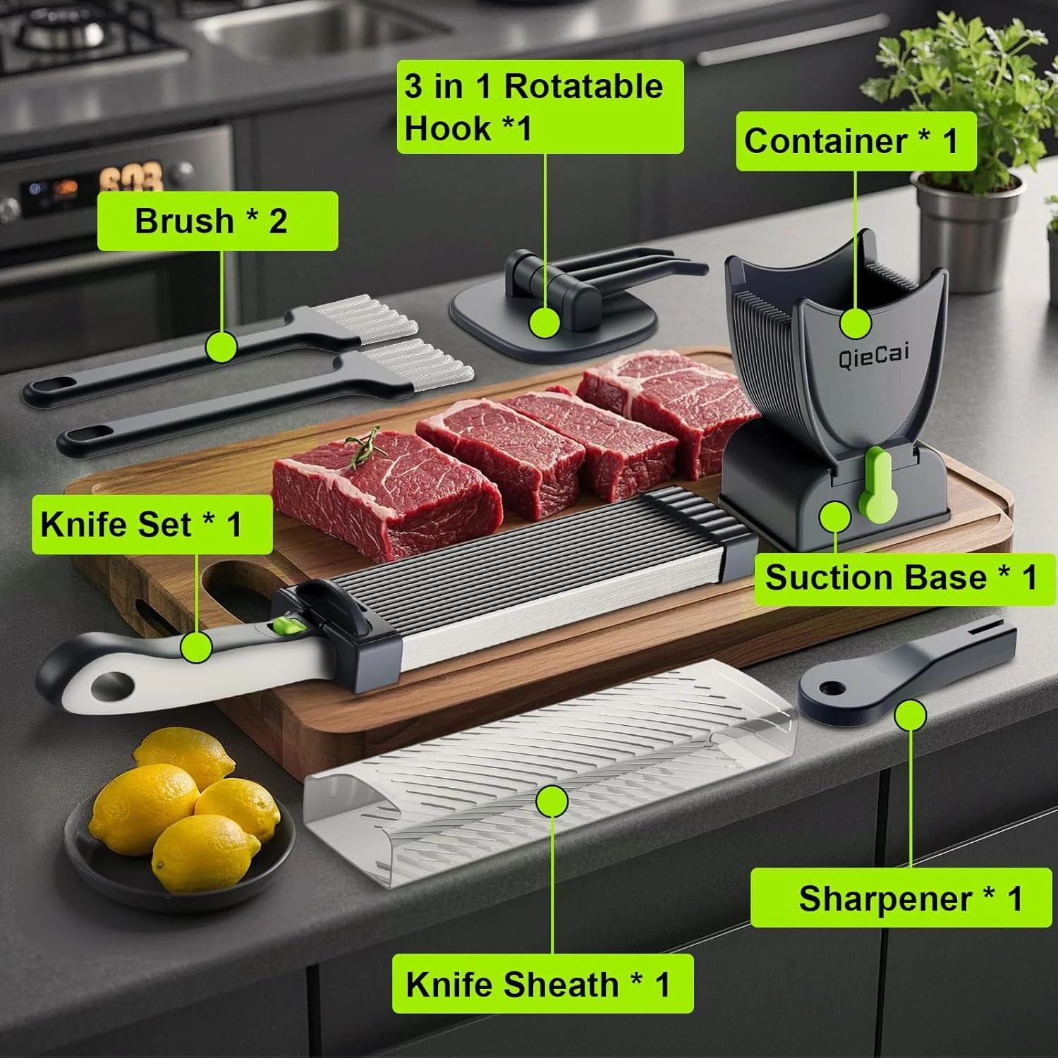 Fresh Meat Slicer Machine for Home, Kitchen Adjustable Thickness 2-4 mm Meat Cleaver for Fresh Beef, Pork Mutton, Chicken Breast, Making Beef Jerky Sticks BBQ Hot Pot - Image 4